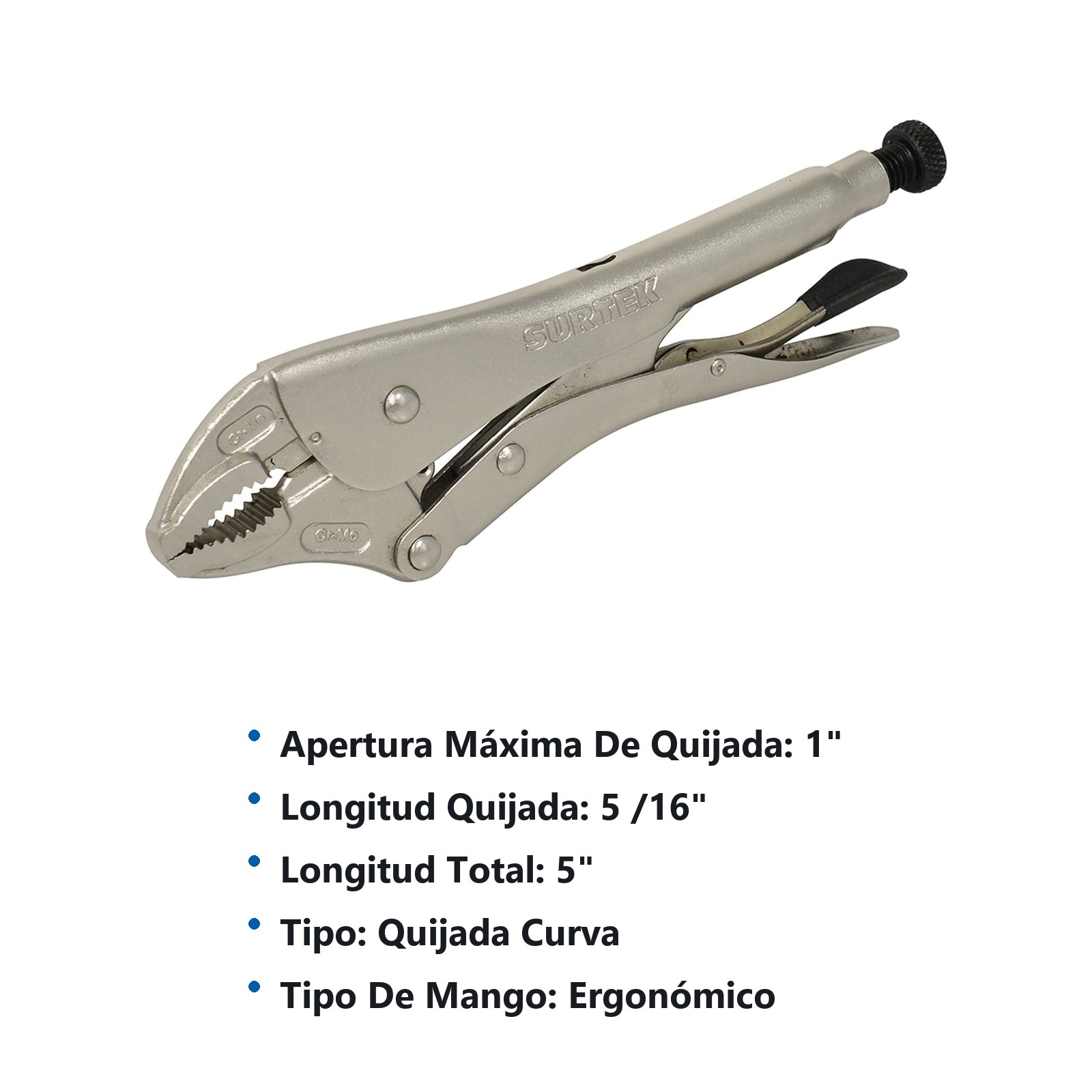 Pinza de presión de 5" quijada curva Surtek - Imagen 2