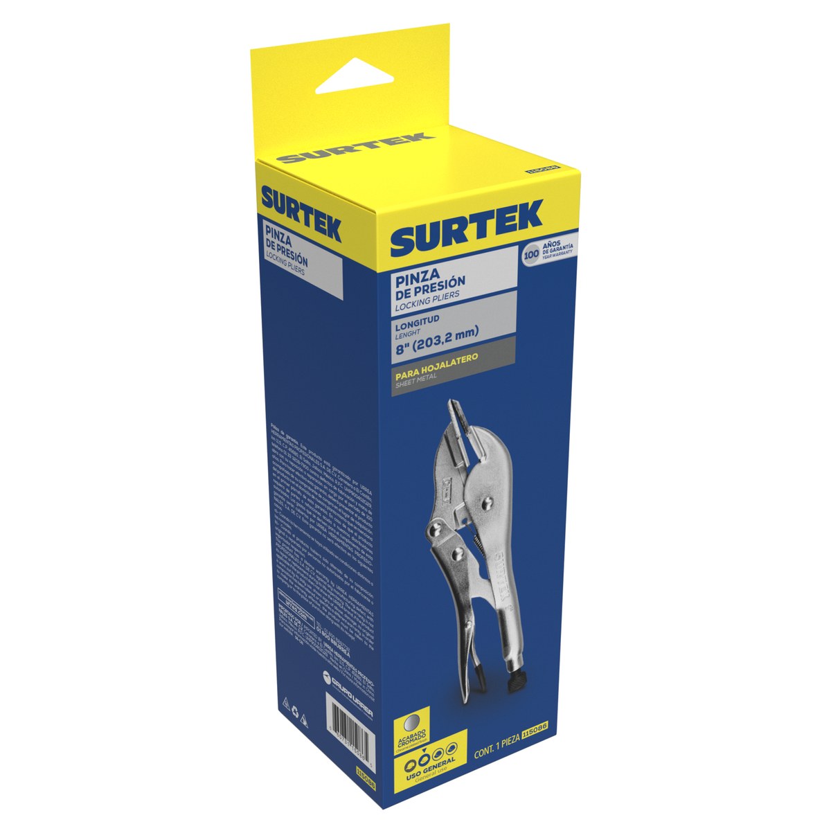 Pinza para hojalatero de presión de 8" Surtek - Imagen 2