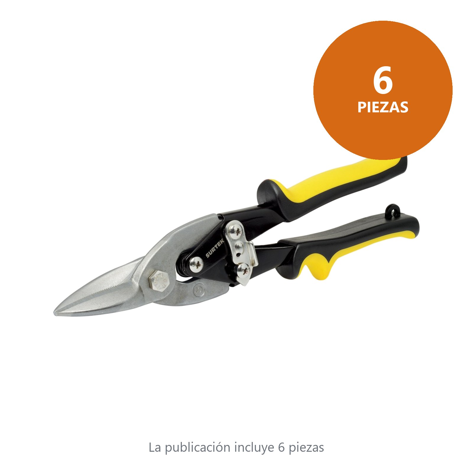 Tijera para hojalatero tipo aviación recta con mango plastisol , 10" Surtek - Imagen 3