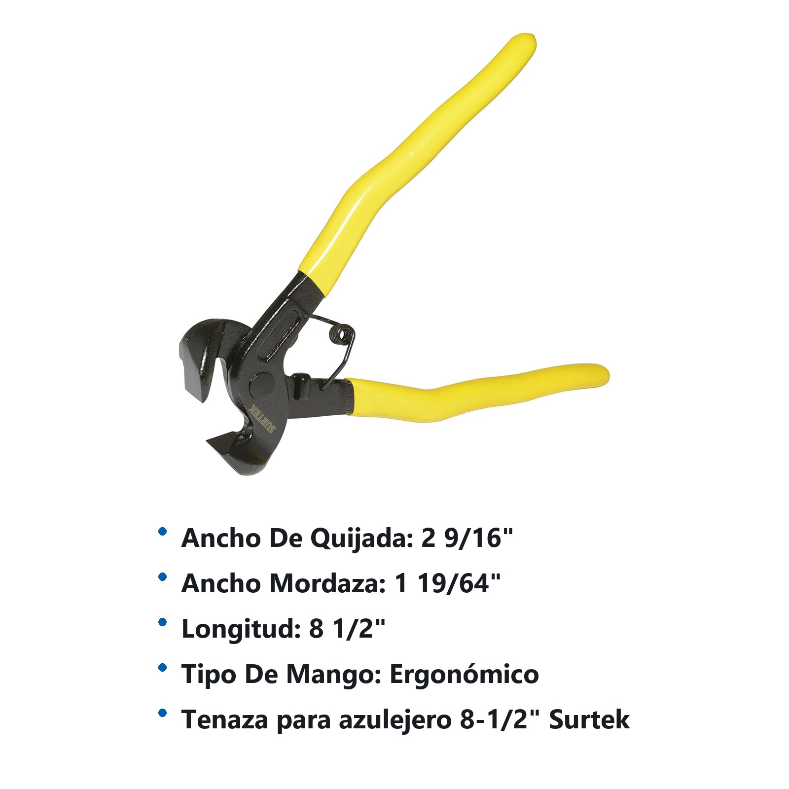 Tenaza para azulejero 8-1/2" mango recubierto de vinil antiderrapante Surtek - Imagen 3