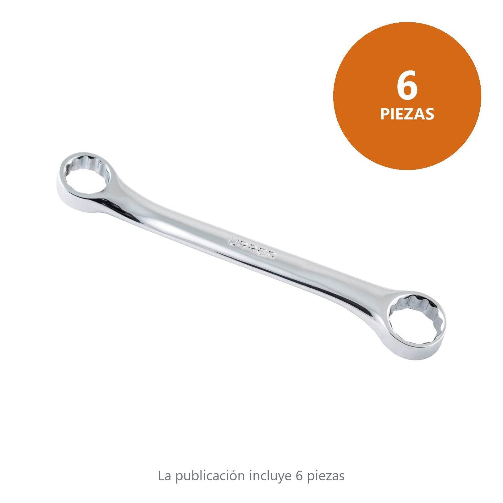 Llave de estrías pulido espejo de 15° en pulgadas, 12 puntas, 1-1/4" x 1-3/8" Urrea - Imagen 2