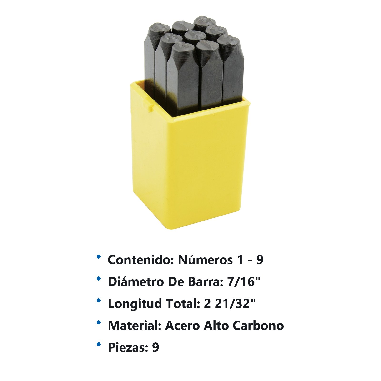 Juego de números del "0" al "9" de golpe 6 mm, 9 piezas Surtek - Imagen 2