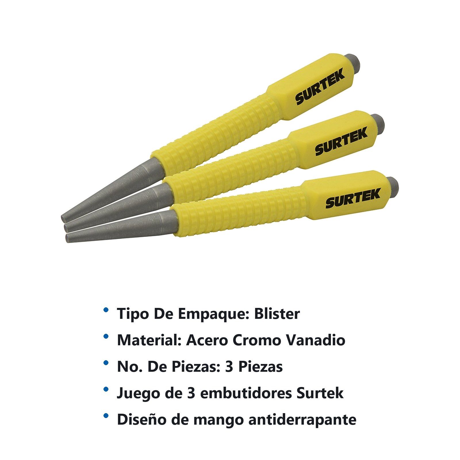 Juego de embutidores de acero con mango antiderrapante, 3 piezas Surtek - Imagen 3