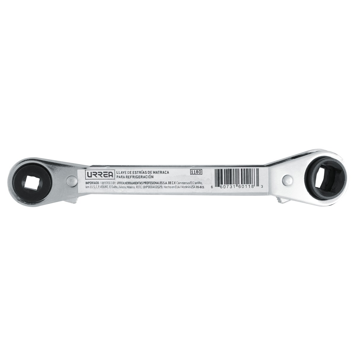 Llave de estrías de matraca para refrigeración en pulgadas, 1/4" x 3/16"- 3/8" x 5/16" Urrea - Imagen 3