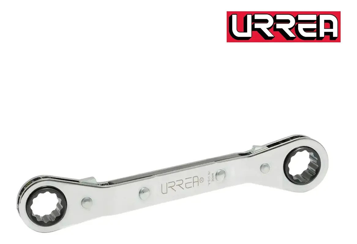 Llave de estrías pulido espejo acodada de matraca en pulgadas, 12 puntas, 3/8" x 7/16" Urrea - Imagen 3