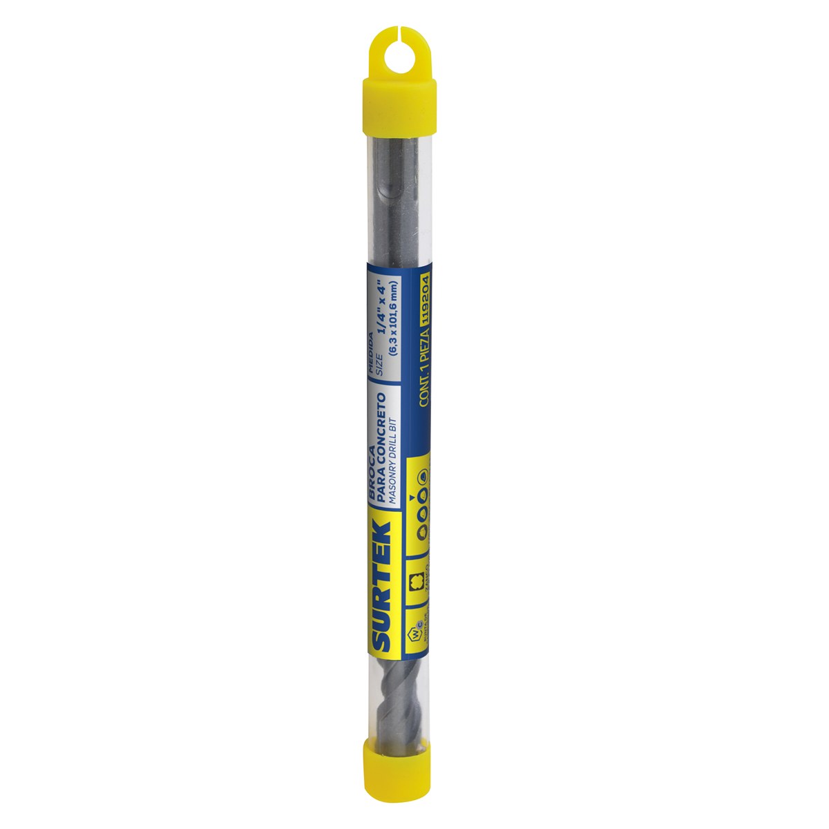 Broca para concreto de acero SDS PLUS 1/4" x 4" con punta de tungsteno Surtek - Imagen 2