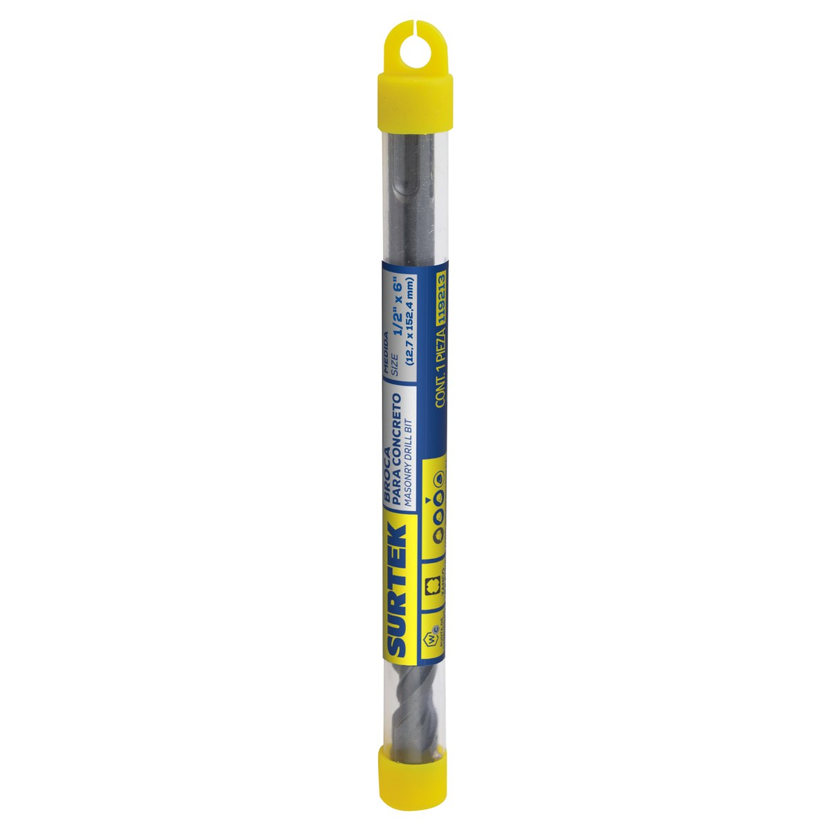 Broca para concreto de acero SDS PLUS 1/2" x 6" con punta de tungsteno Surtek - Imagen 2