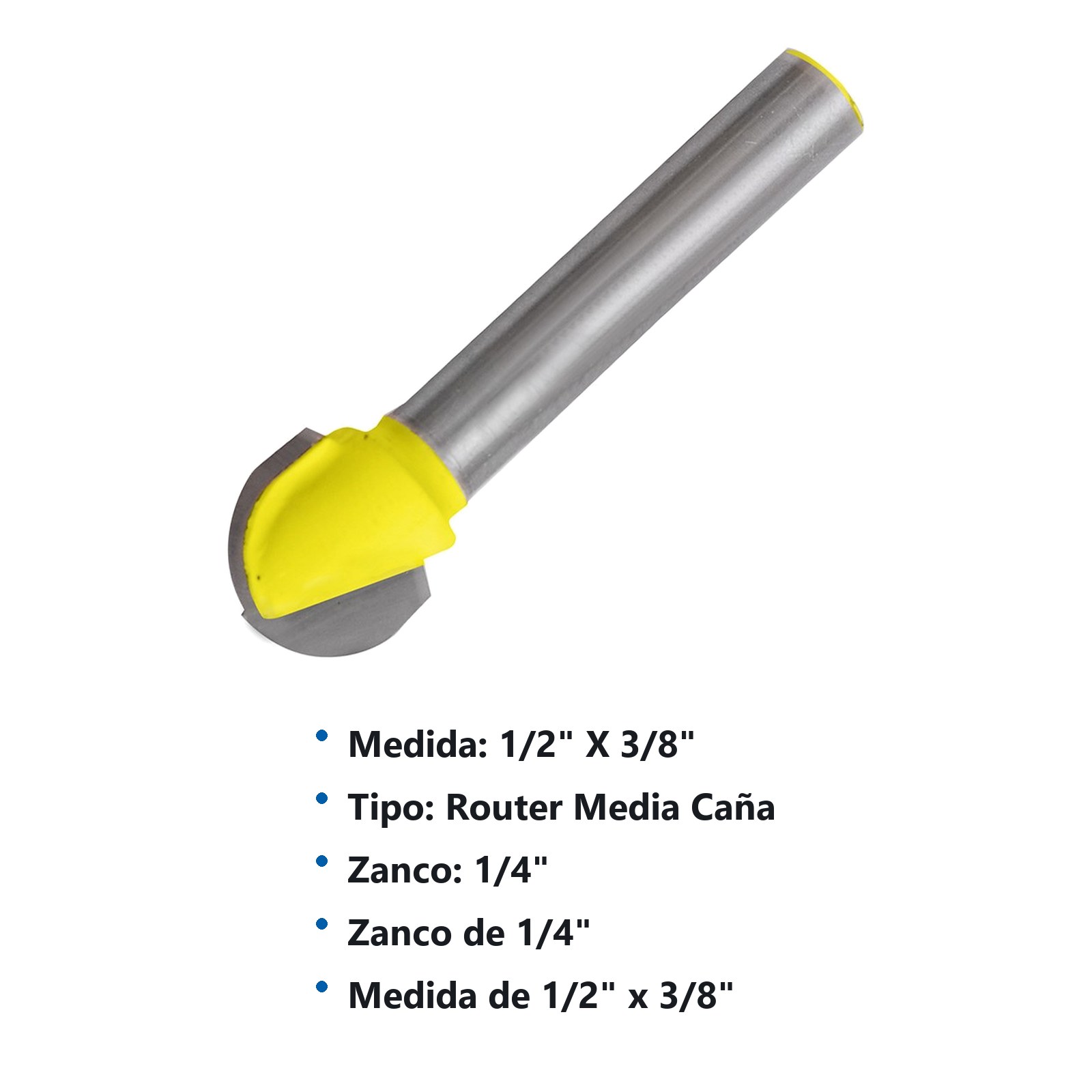 Broca para router de acero de media caña 1/2" zanco de 1/4" Surtek - Imagen 2