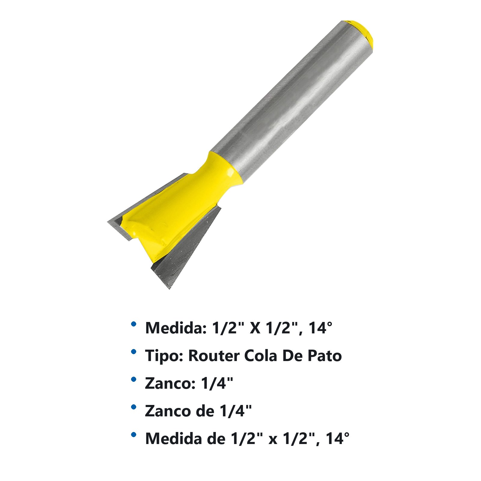 Broca para router de acero con cola de pato 1/2" zanco de 1/4" Surtek - Imagen 3