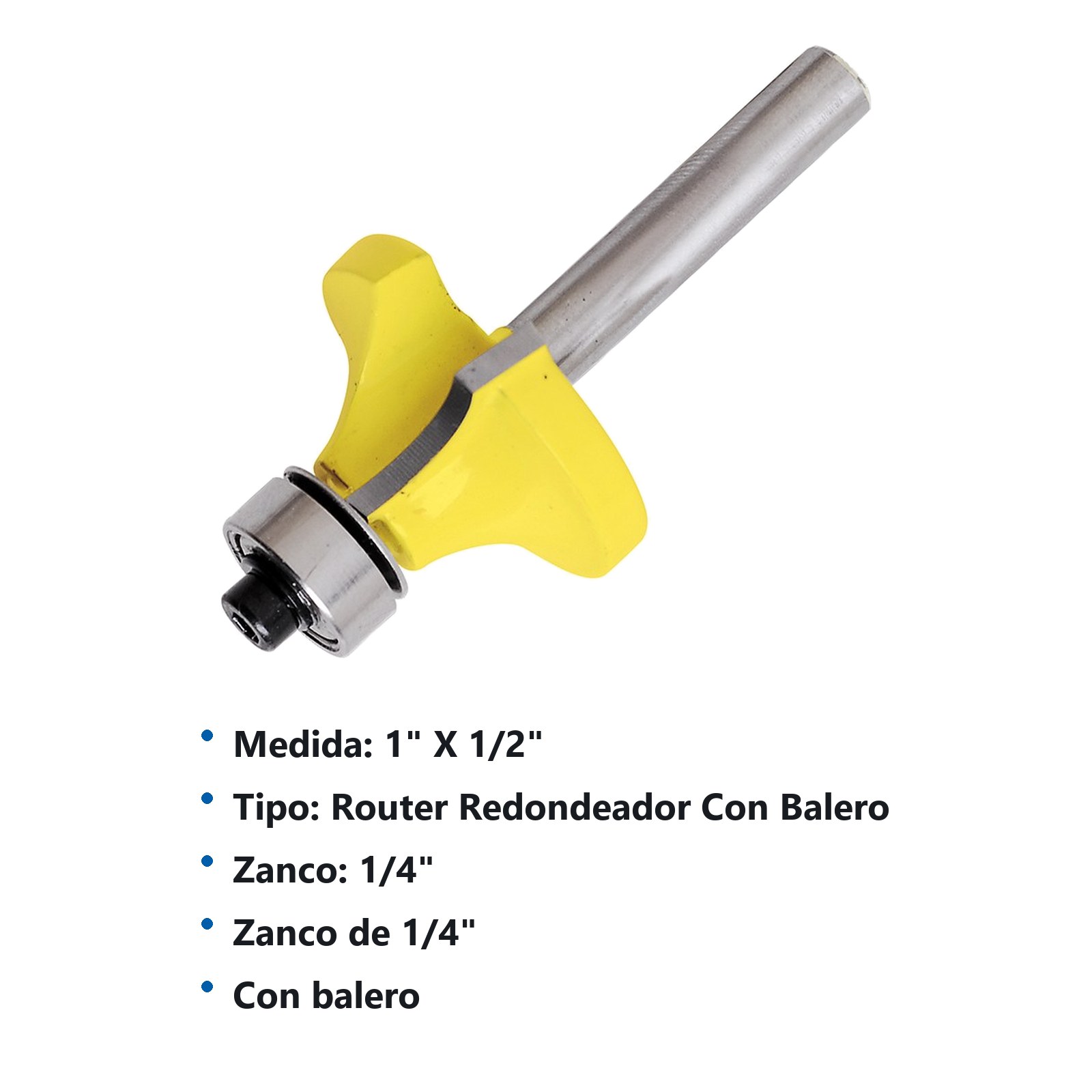 Broca para router de acero redondeadora con balero 1" zanco de 1/4" Surtek - Imagen 3