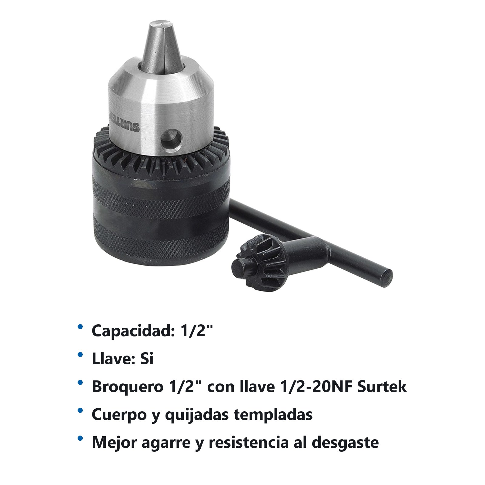 Broquero 1/2", rosca 1/2" - 20 NF con llave Surtek - Imagen 2