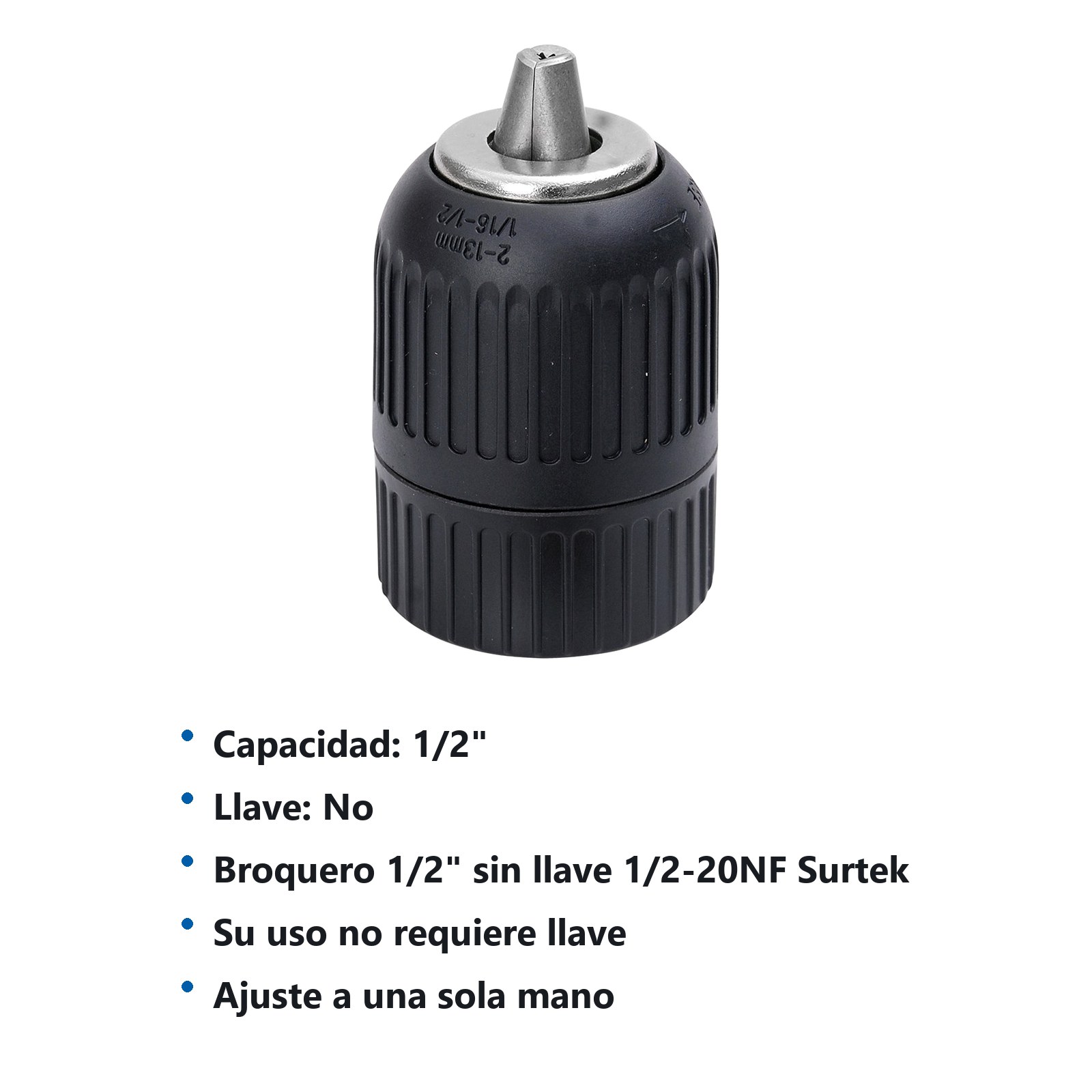 Broquero 1/2", rosca 1/2" - 20 NF sin llave Surtek - Imagen 2