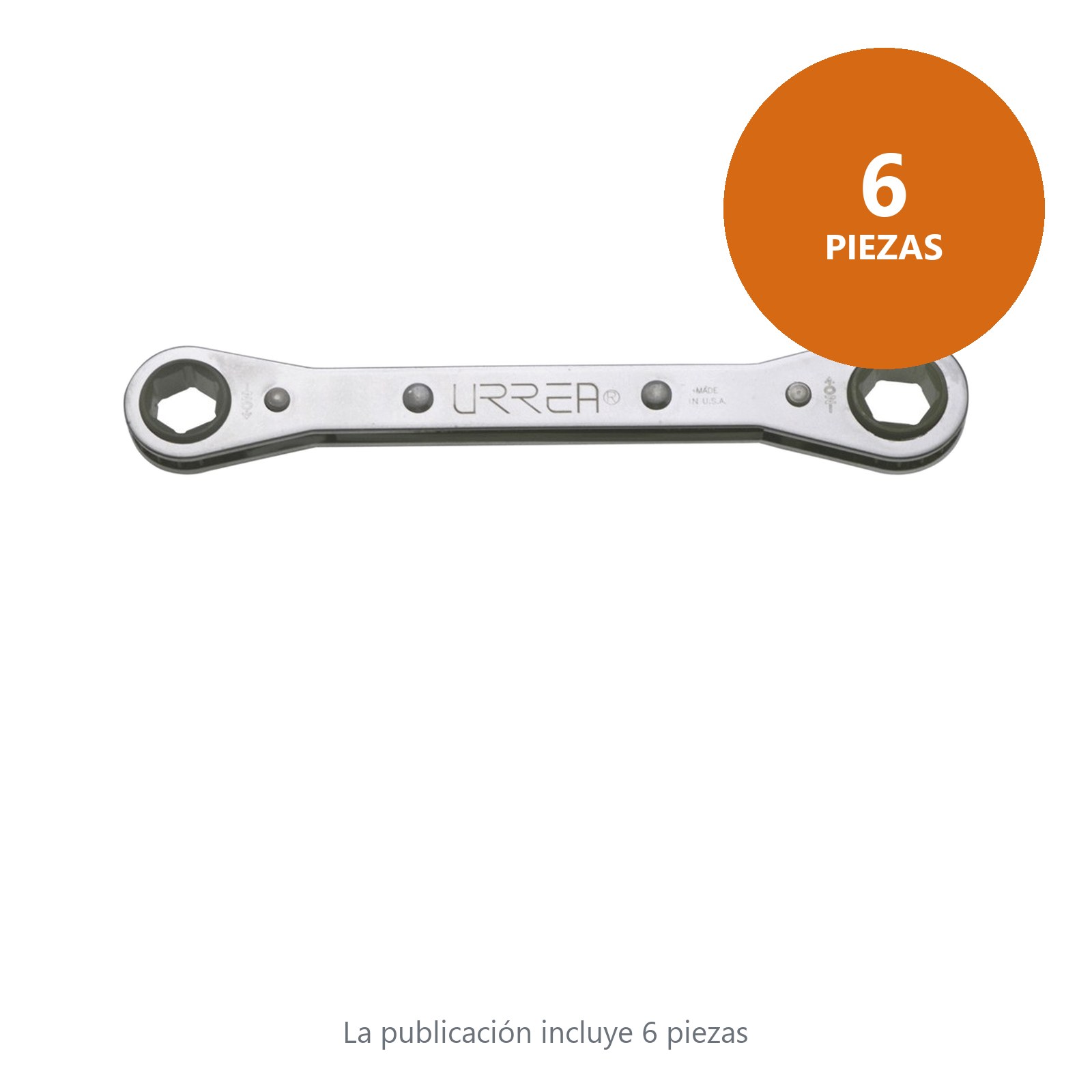 Llave de estrías pulido espejo plana de matraca métrica, 12 puntas, 15 x 17 mm Urrea - Imagen 2