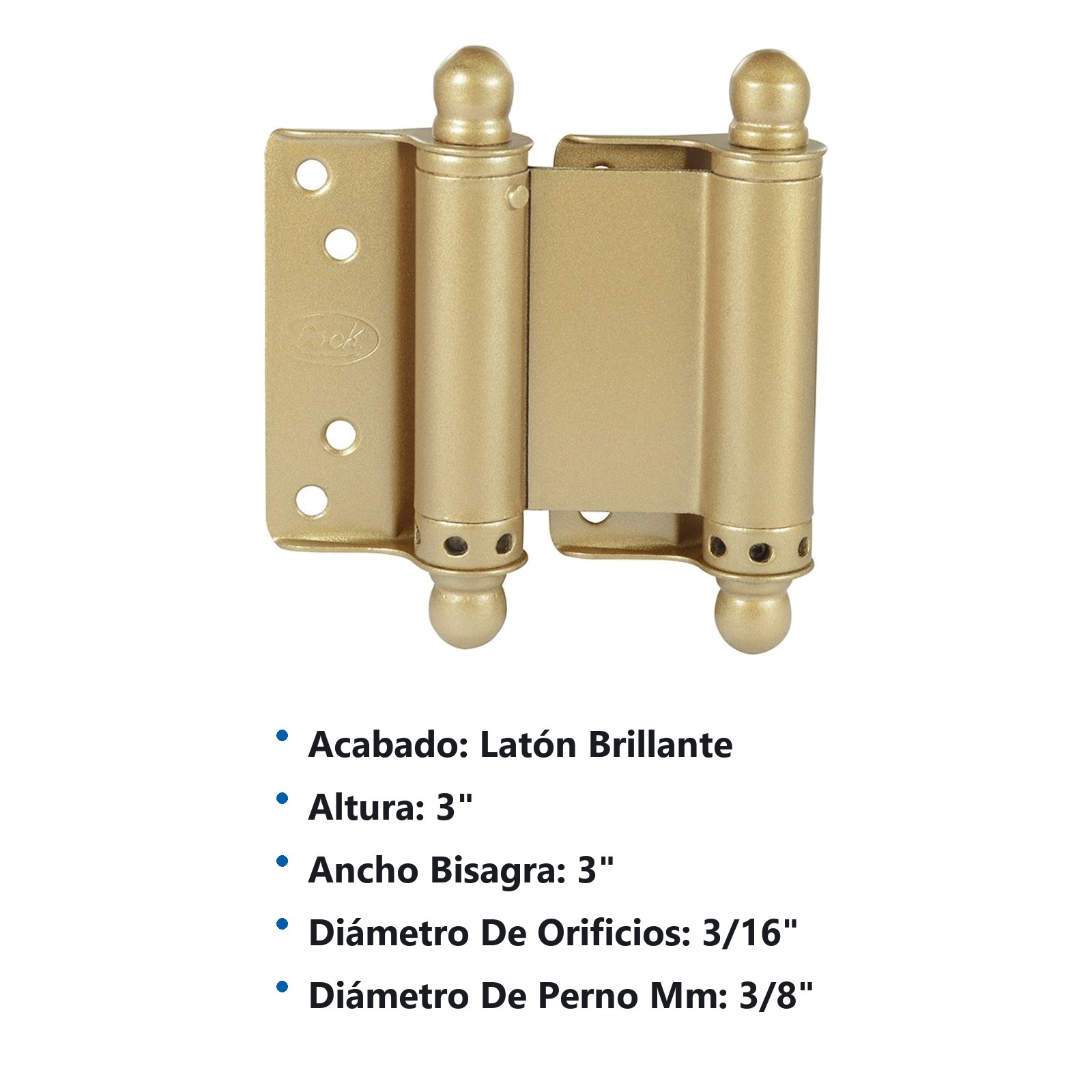 Juego de bisagras doble acción latón brillante 3", 2 piezas Lock - Imagen 2