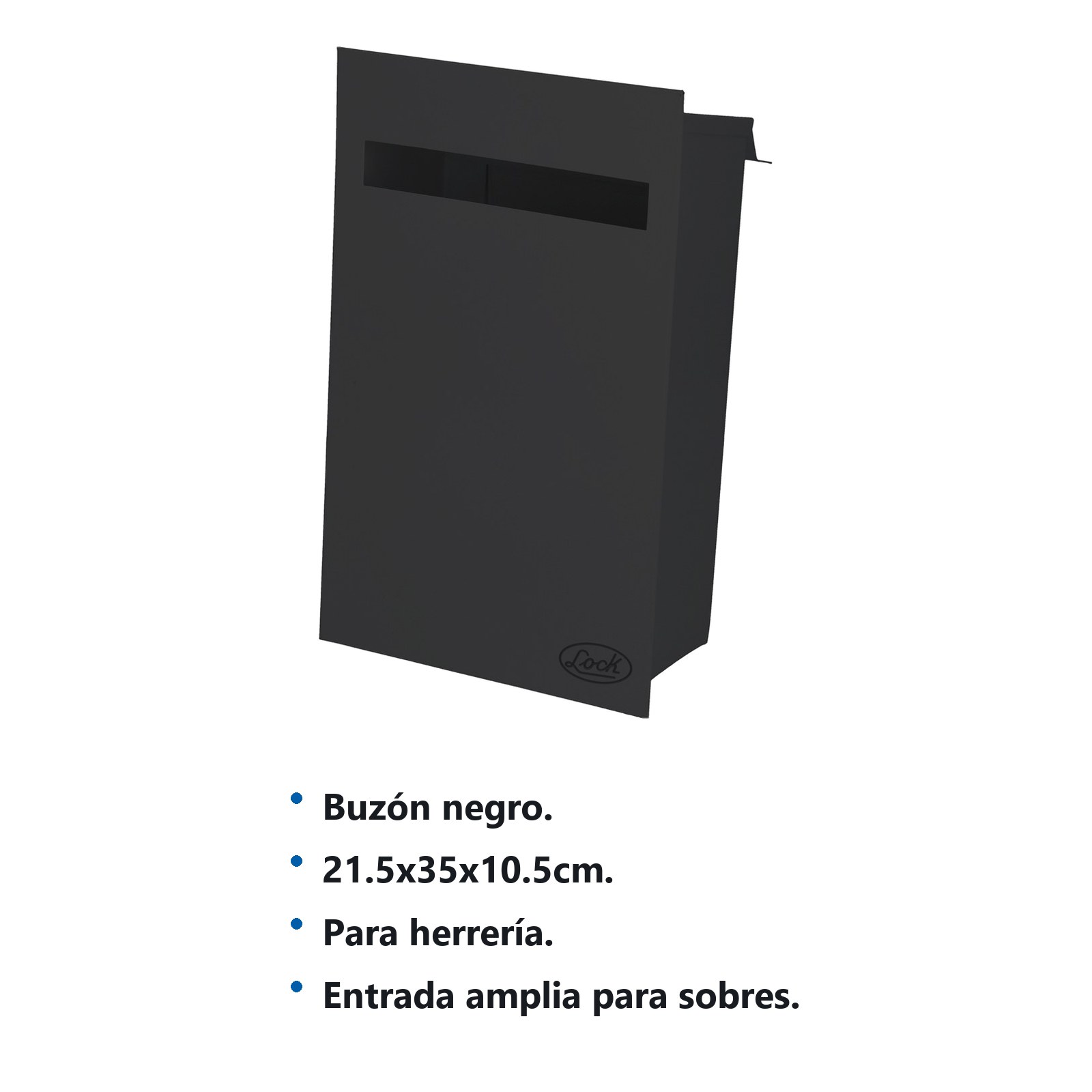 Buzón negro 21.5 x 35 x 10.5 cm Lock - Imagen 2