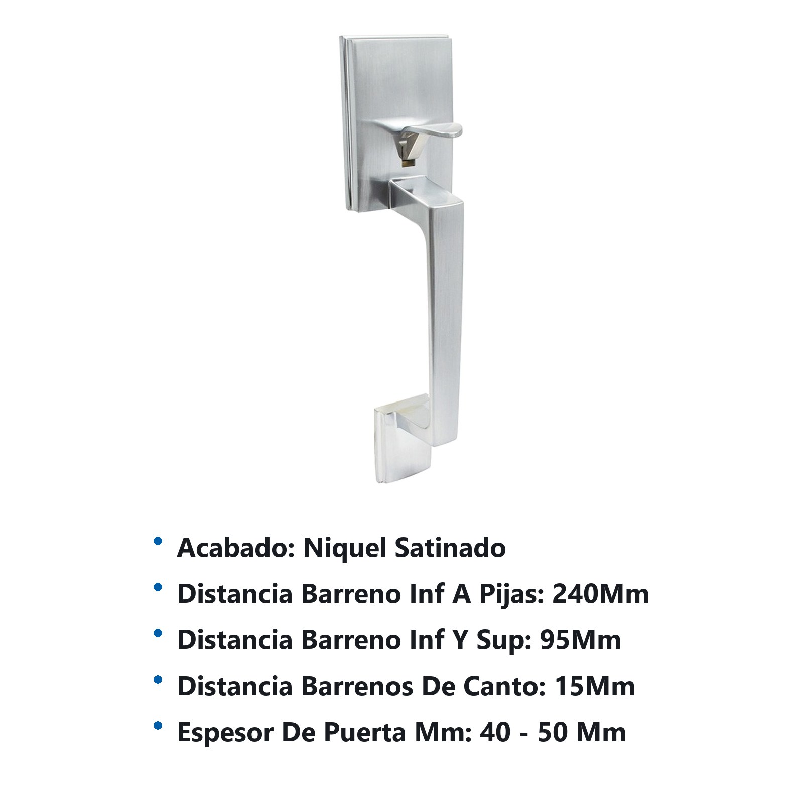 Gatillo rectangular sólido para entrada función doble, níquel satinado, visual Lock - Imagen 2