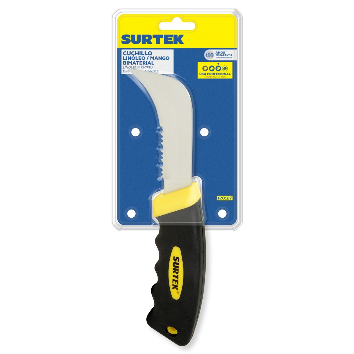 Cuchillo de acero inoxidables con mango bimaterial de 8", para linóleo Surtek - Imagen 2