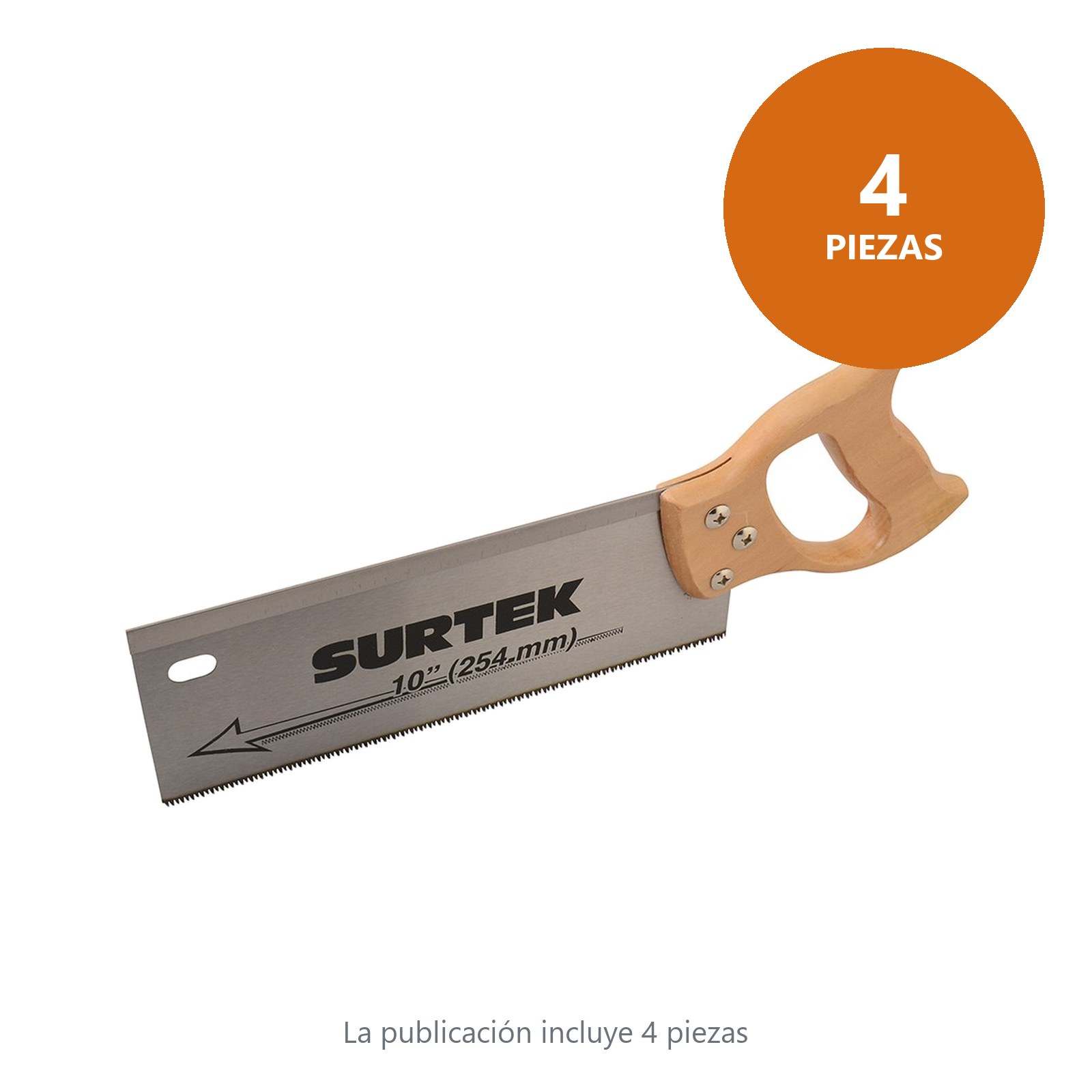 Serrucho con mango de madera de costilla de 10" Surtek - Imagen 3