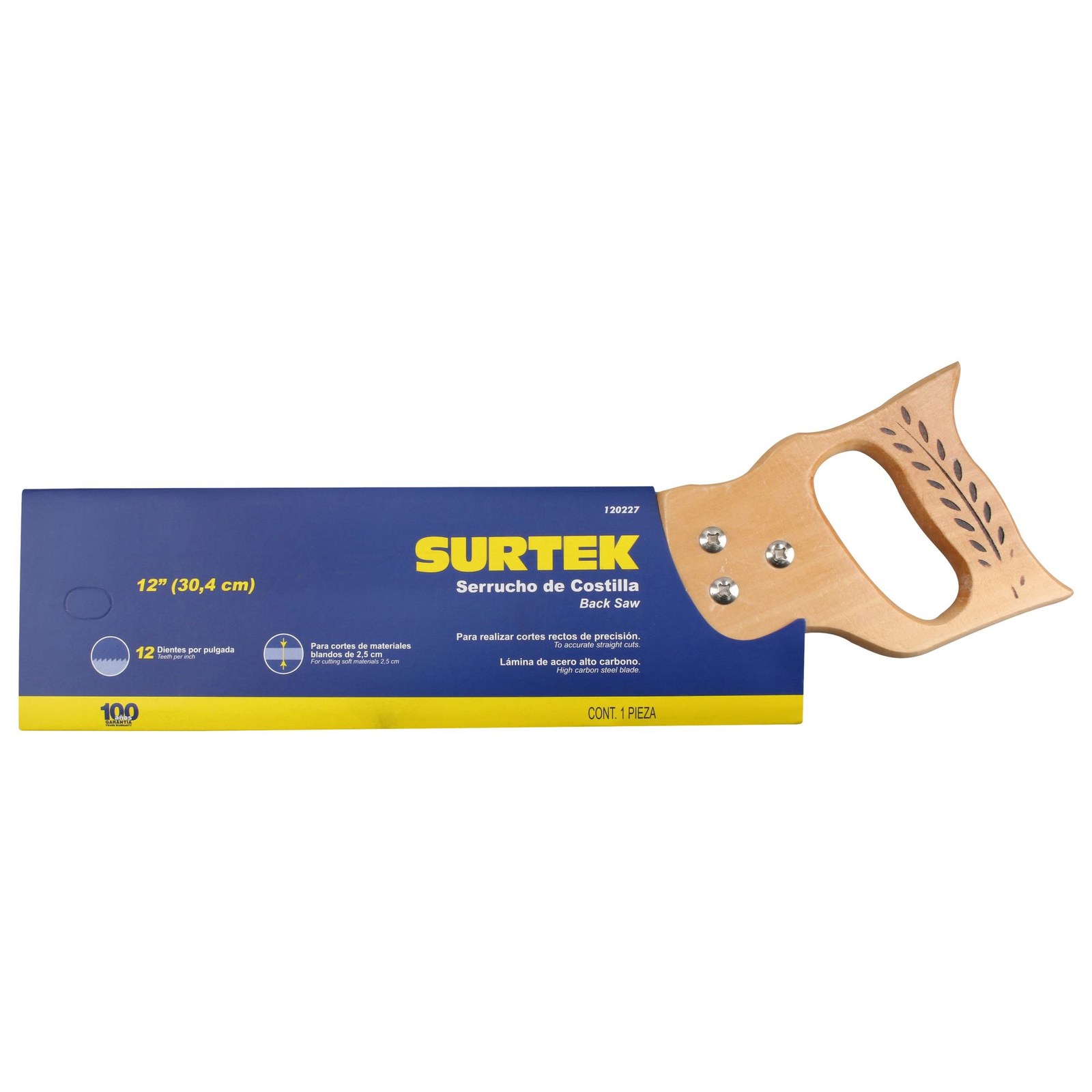 Serrucho con mango de madera de costilla de 12" Surtek - Imagen 2