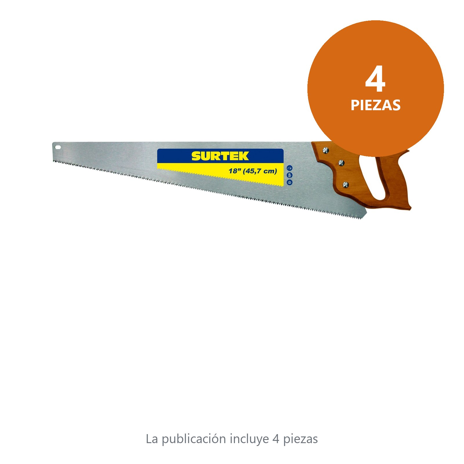 Serrucho triple filo con mango de madera de 18" Surtek - Imagen 2