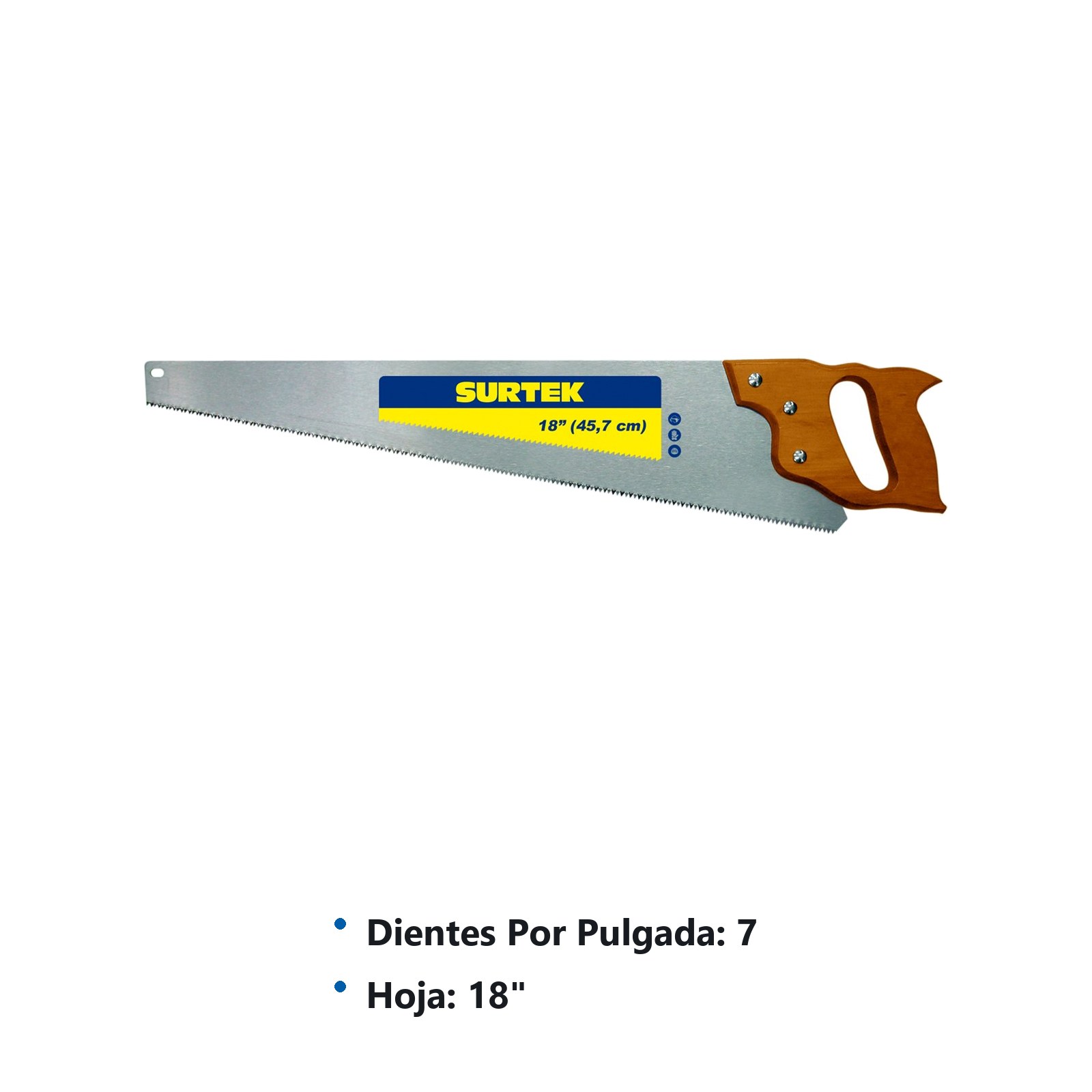 Serrucho triple filo con mango de madera de 18" Surtek - Imagen 3