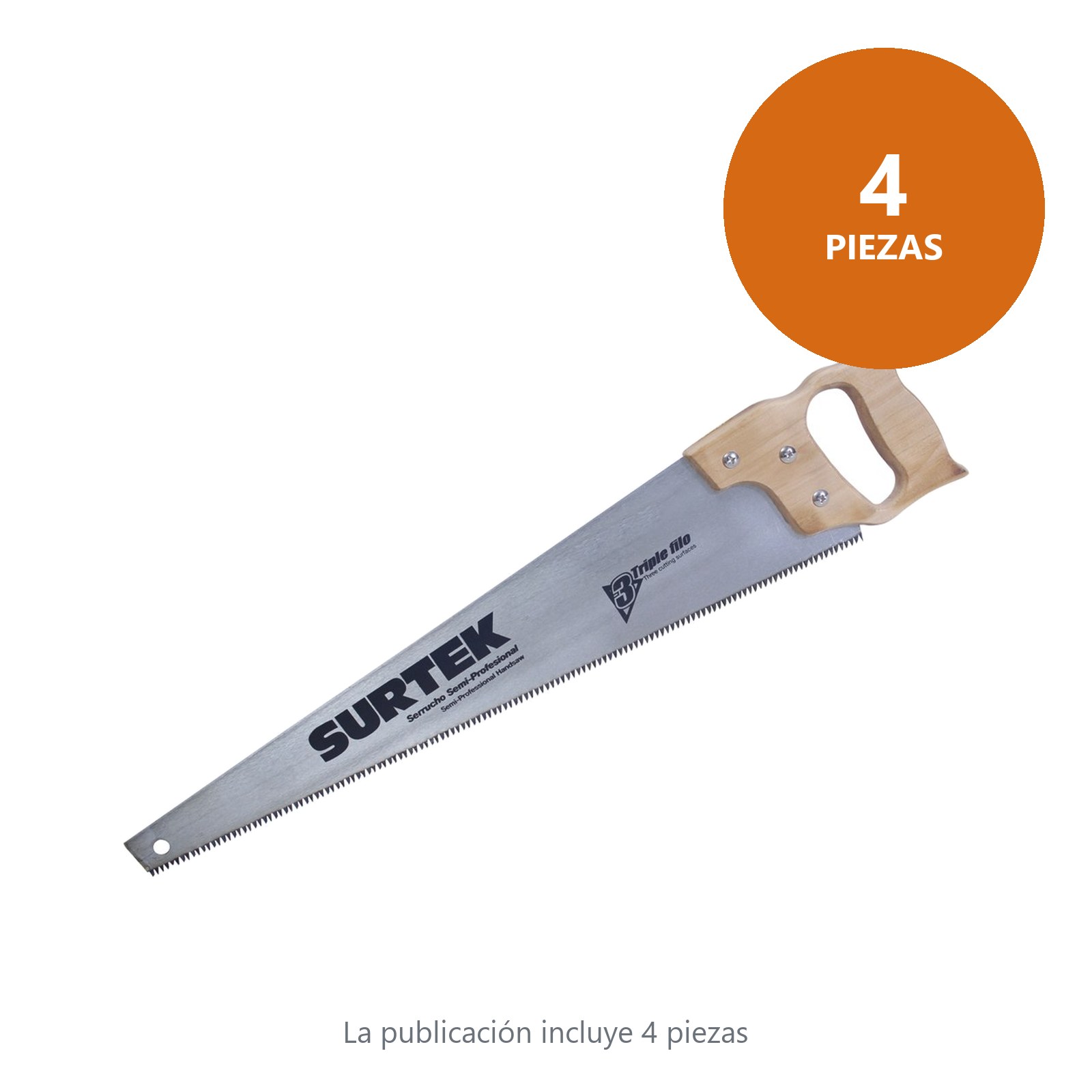 Serrucho triple filo con mango de madera de 26" Surtek - Imagen 2