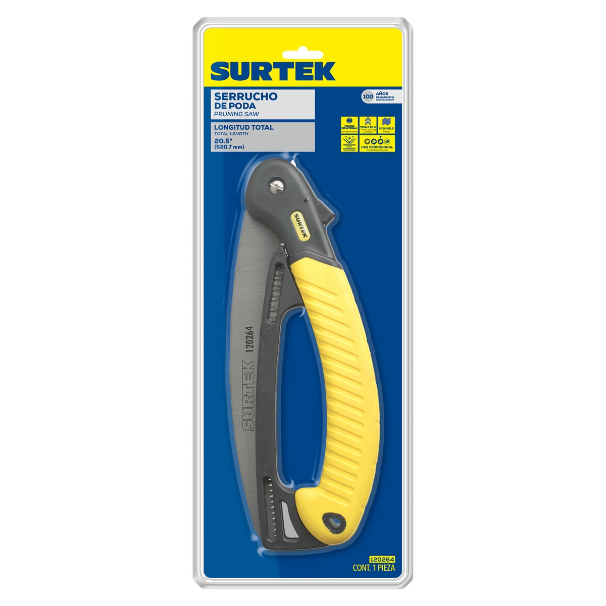 Serrucho de poda con mango plástico plegable 12" Surtek - Imagen 2