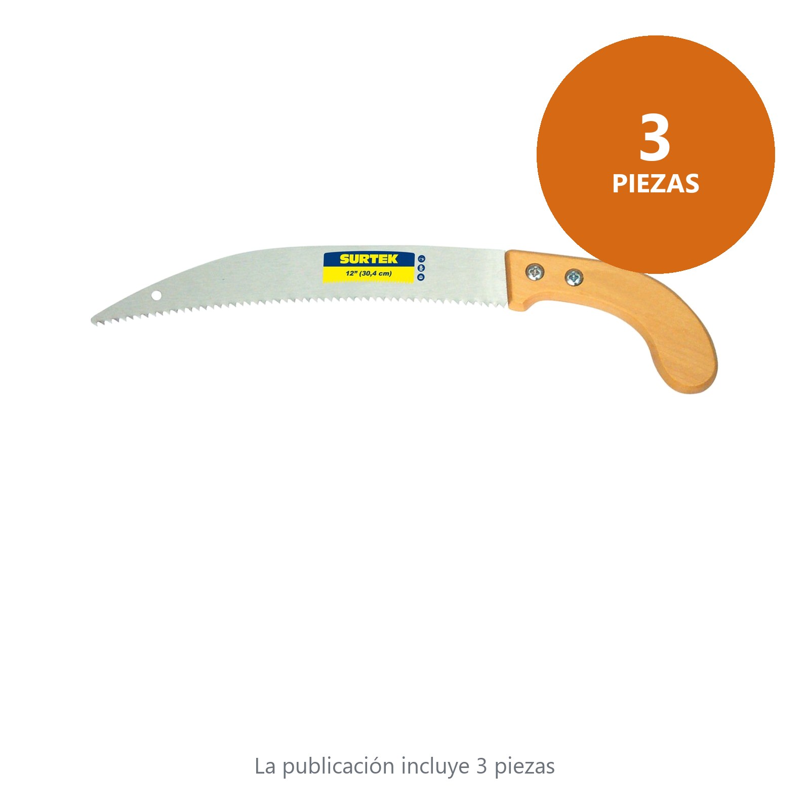 Serrucho de poda con mango de madera curvo 14" Surtek - Imagen 2