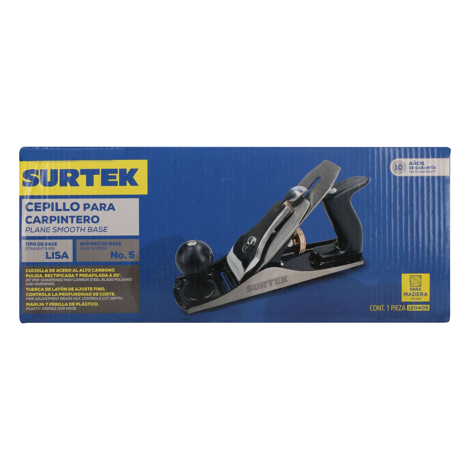 Cepillo para carpintero de madera base lisa #5 Surtek - Imagen 3