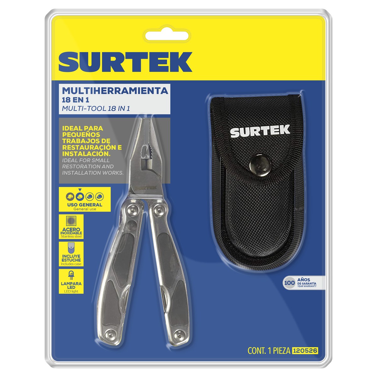 Pinza multiherramienta 14 en 1 con luz LED Surtek - Imagen 2