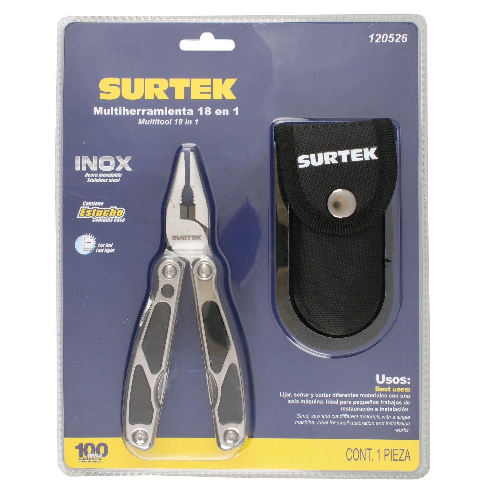 Pinza multiherramienta 14 en 1 con luz LED Surtek - Imagen 3