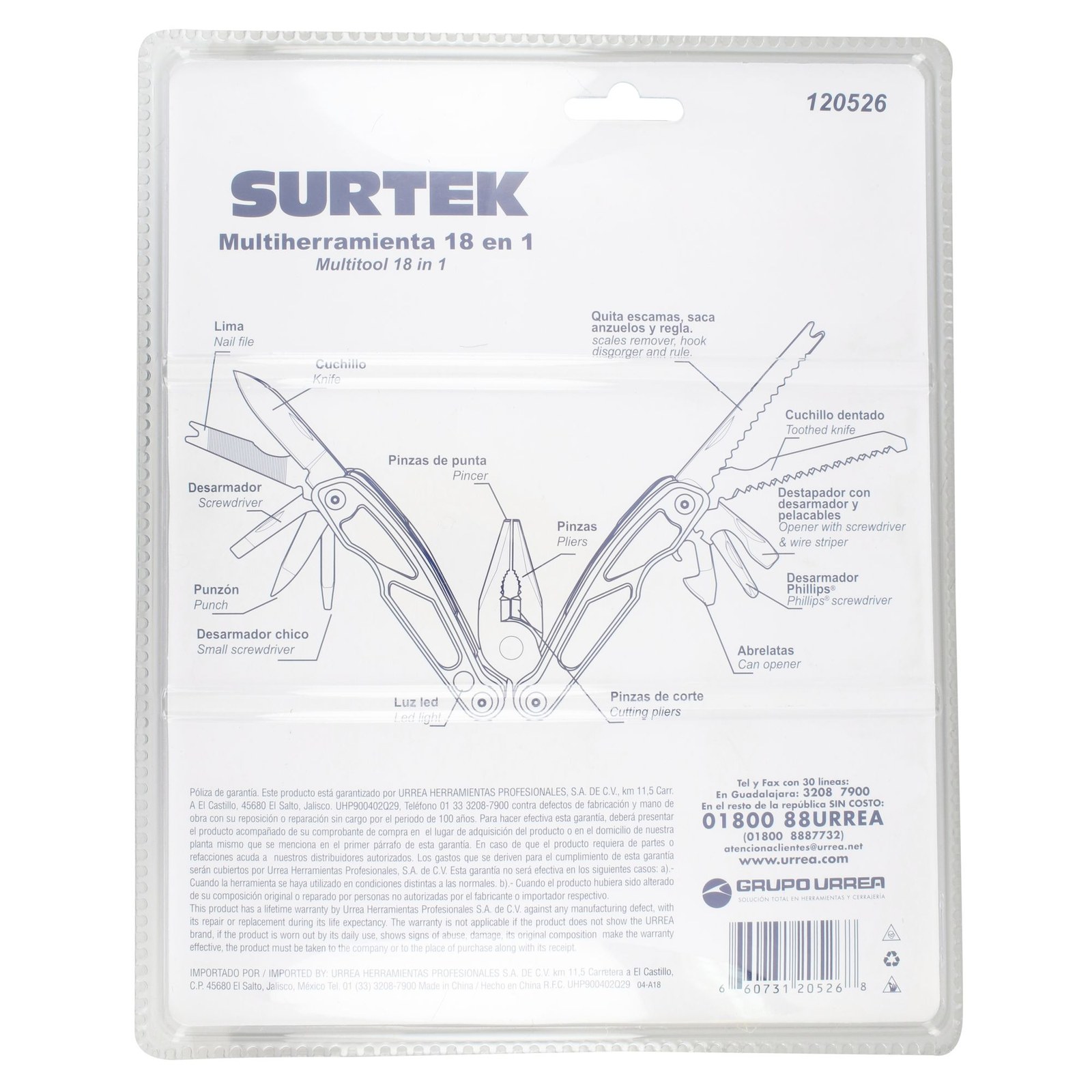 Pinza multiherramienta 14 en 1 con luz LED Surtek - Imagen 4