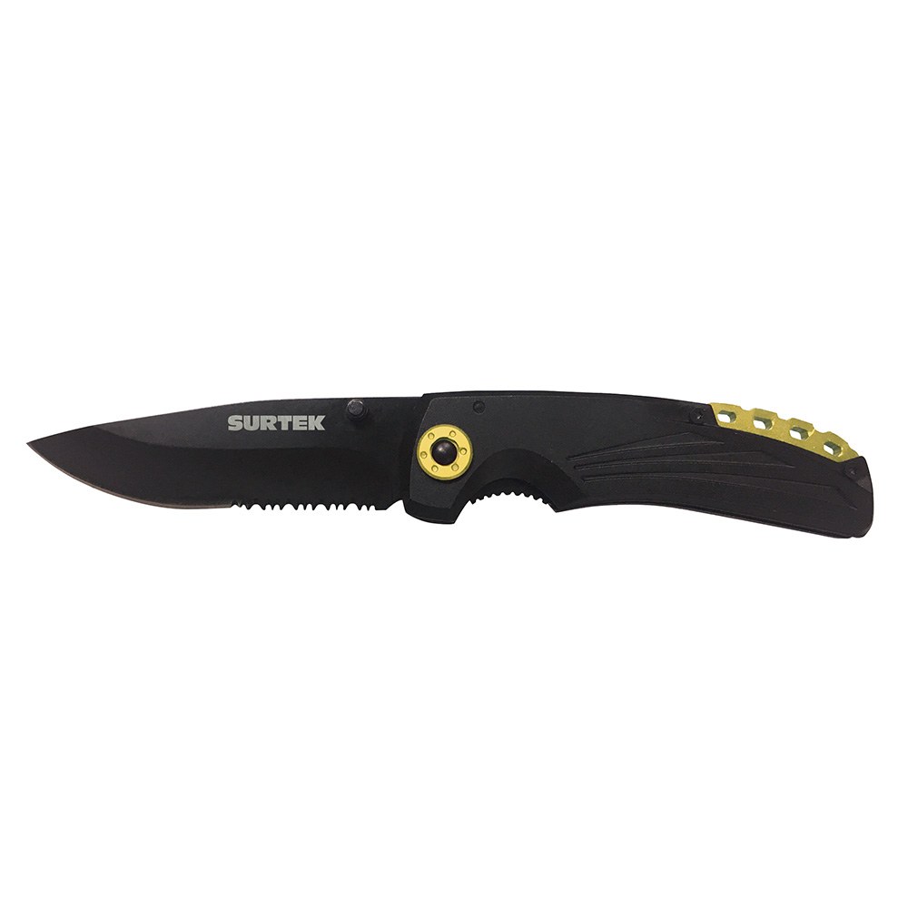 Navaja abatible de acero inoxidable con mango bimaterial Surtek