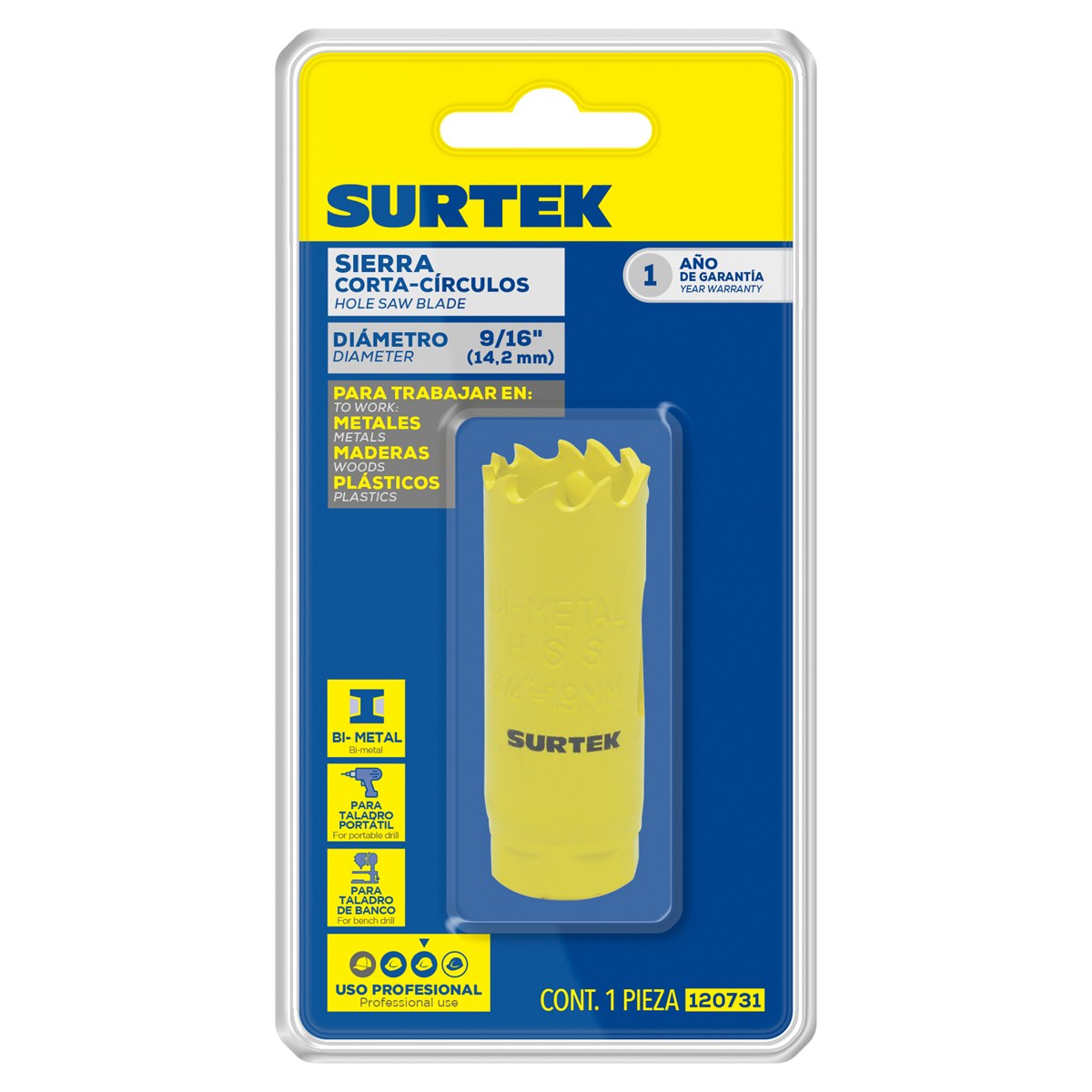 Cortacírculos bimetálico 9/16" Surtek - Imagen 2