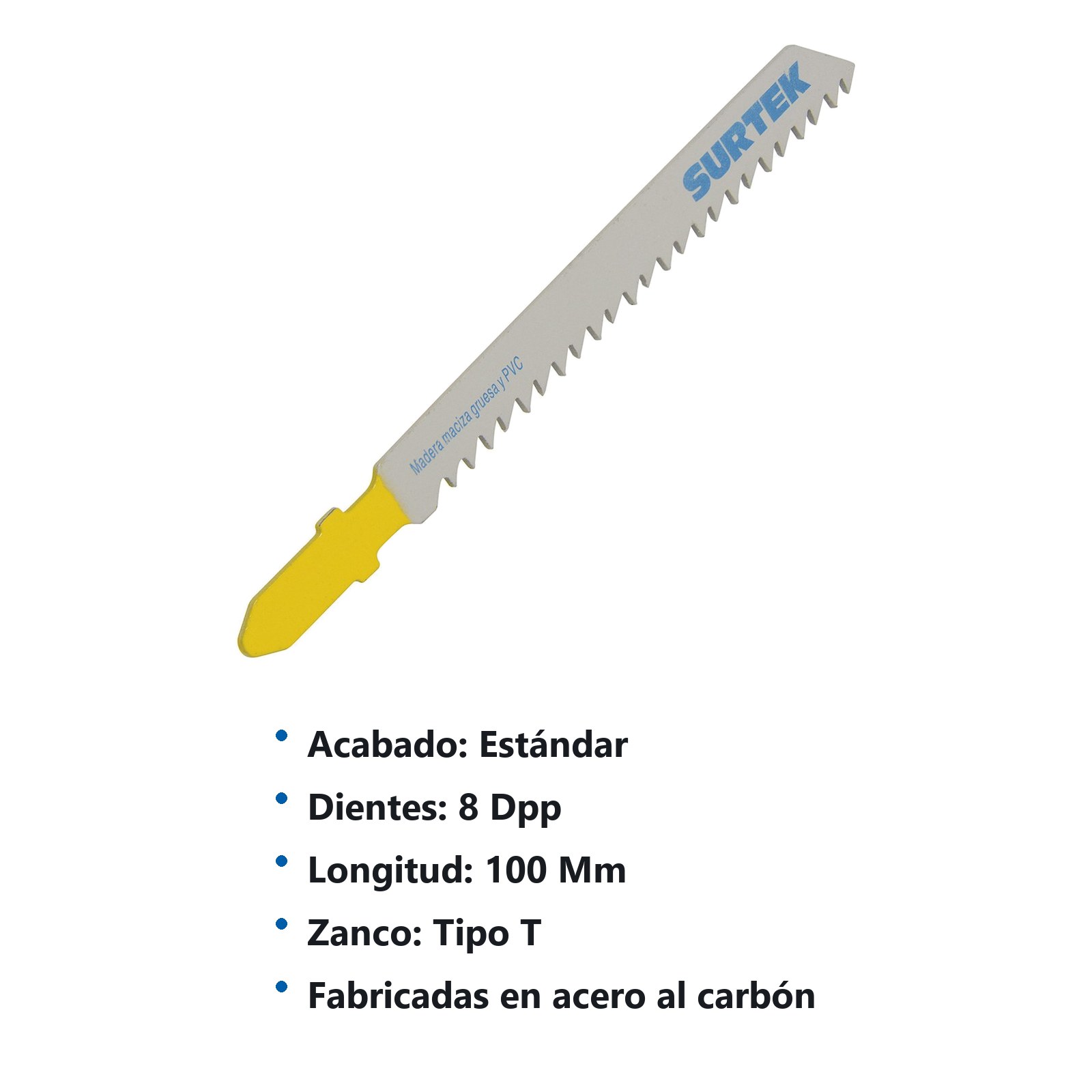 Segueta para sierra caladora 8 dpp, acabado estándar, zanco T, 5 piezas Surtek - Imagen 3