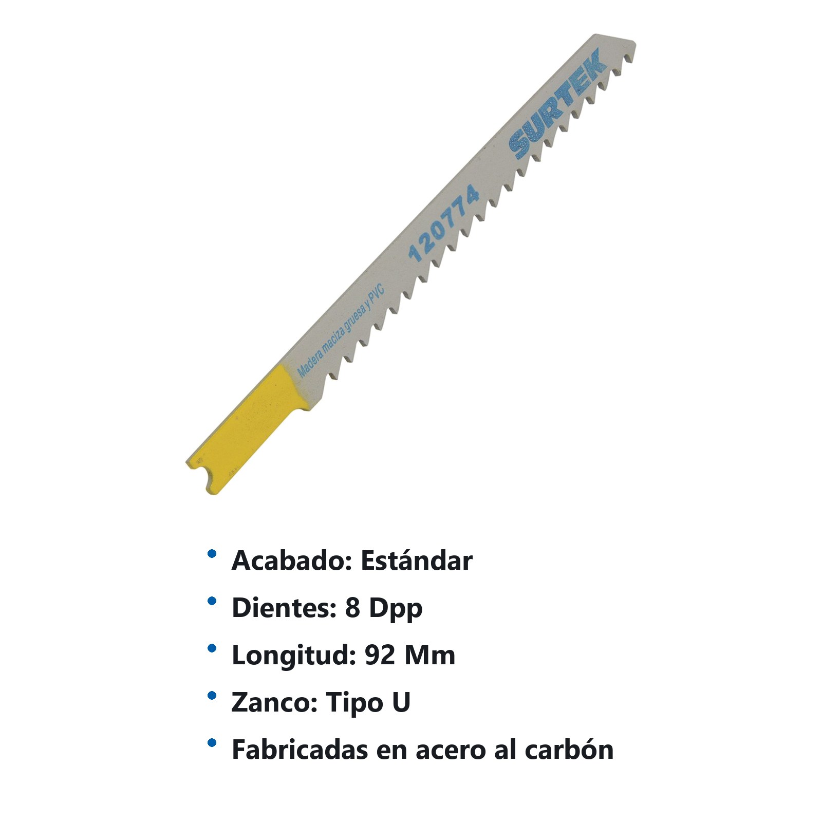 Segueta para sierra caladora 8 dpp, acabado estándar, zanco U, 5 piezas Surtek - Imagen 3