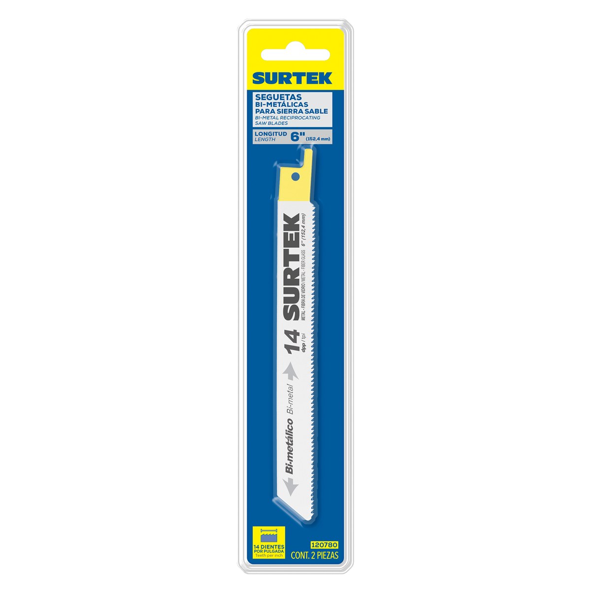 Segueta para sierra sable 6" x 14 DPP, 2 piezas Surtek - Imagen 2