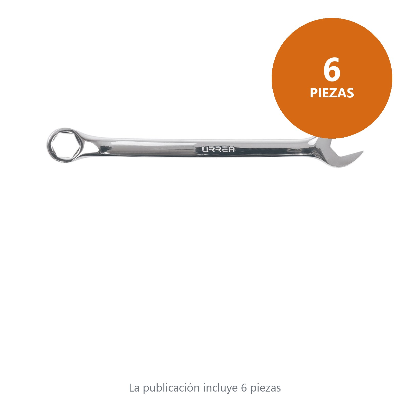Llave combinada pulido espejo métrica, 6 puntas, 7 mm Urrea - Imagen 2