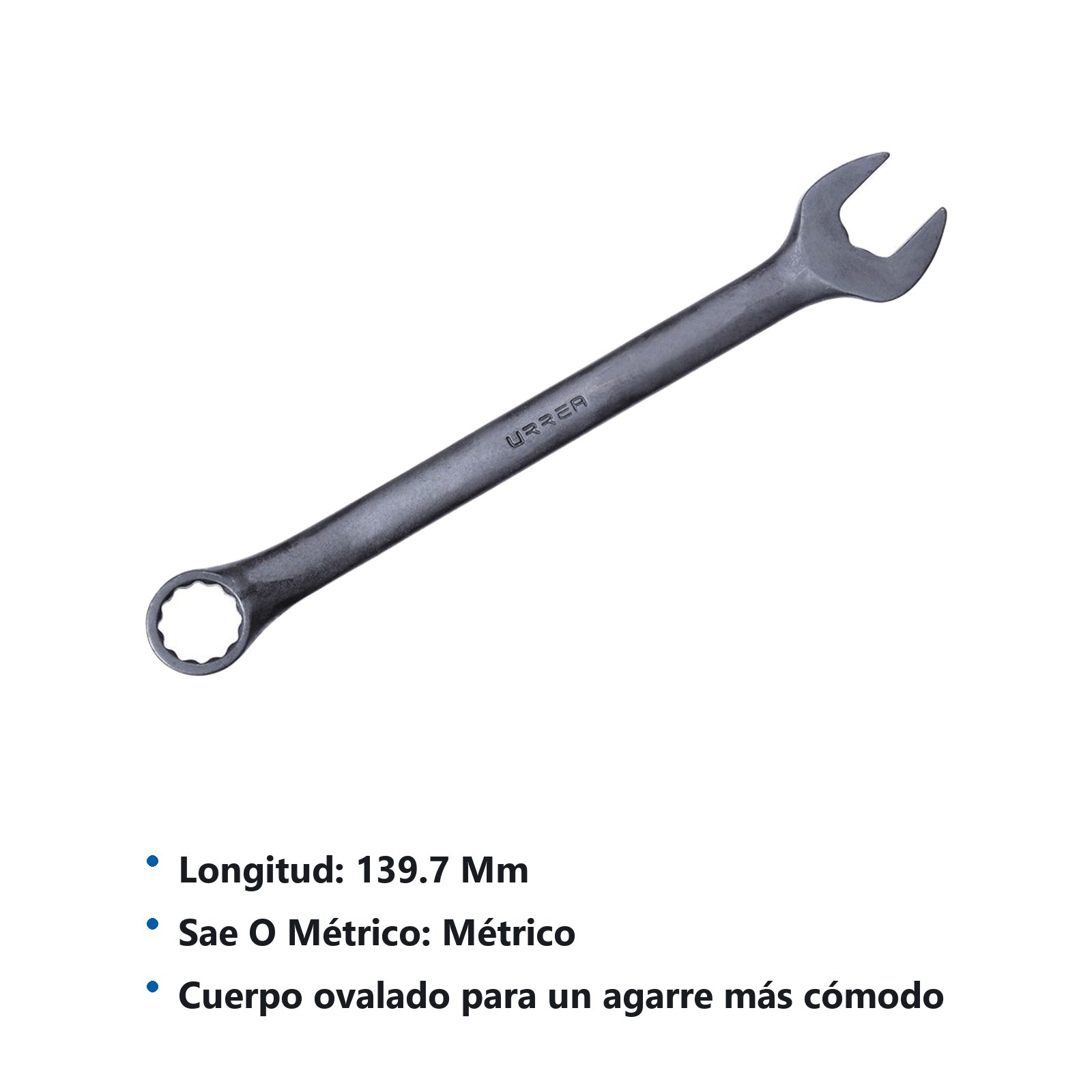 Llave combinada fosfatizada métrica, 12 puntas, 8 mm Urrea - Imagen 3
