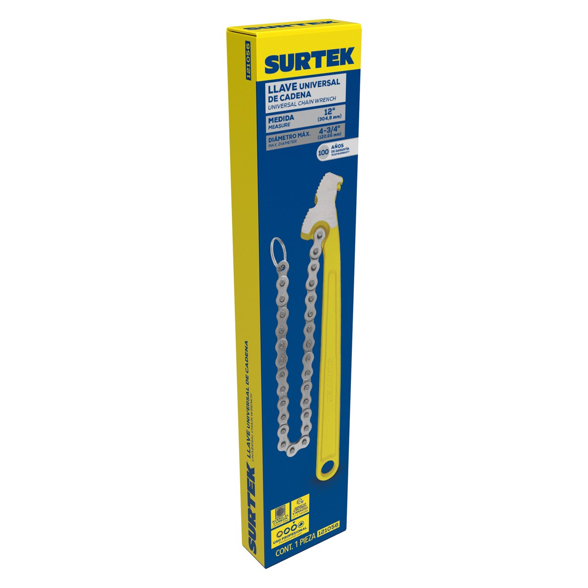 Llave universal de cadena de acero de 12" Surtek - Imagen 2