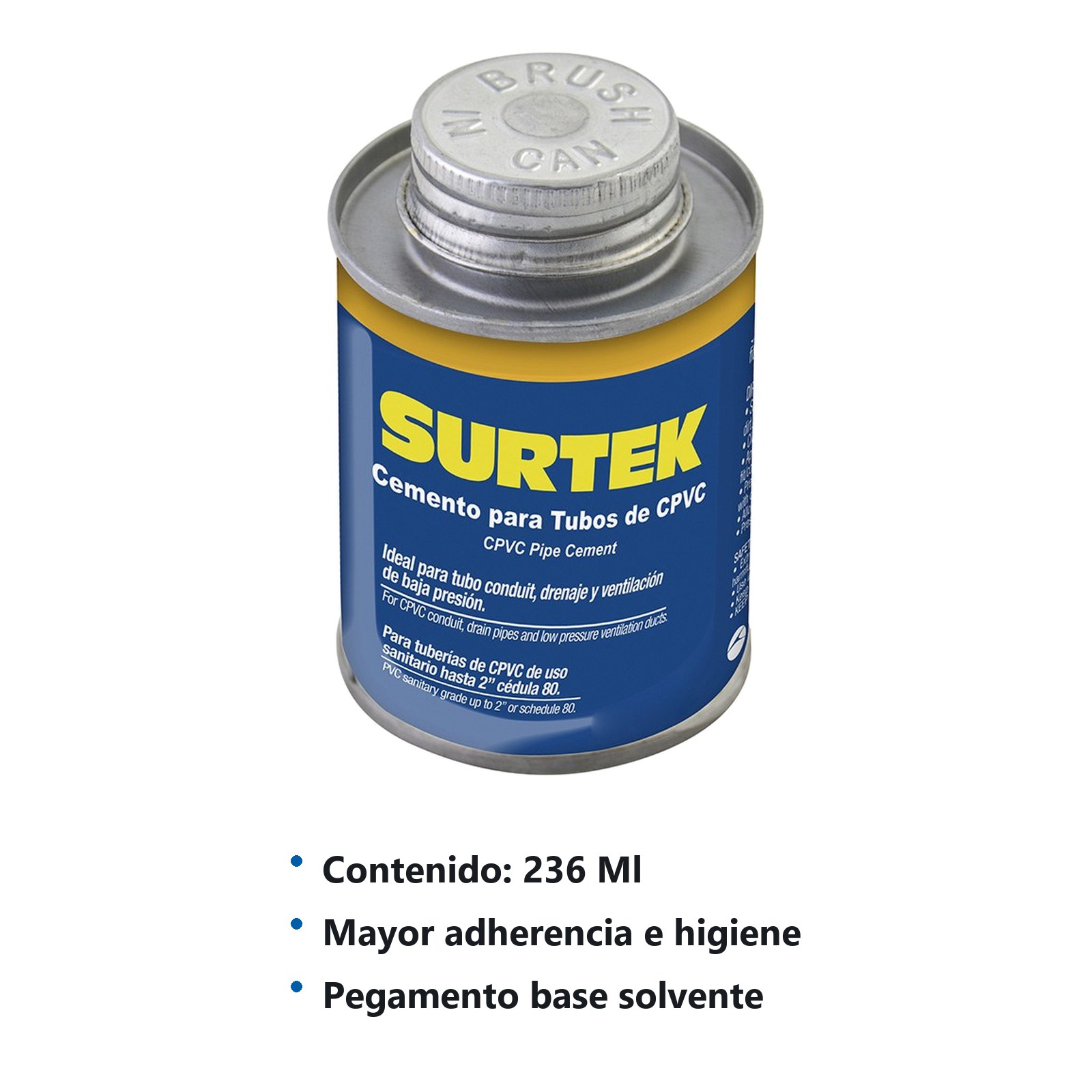 Cemento para tubo CPVC, 236 ml Surtek - Imagen 2