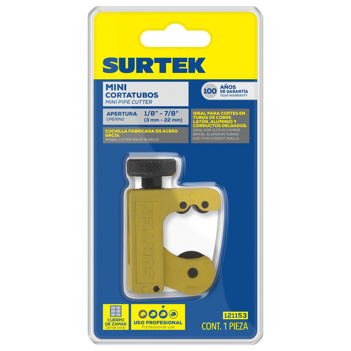 Mini cortatubos cuerpo de zamac de 1/8" a 7/8" Surtek - Imagen 3