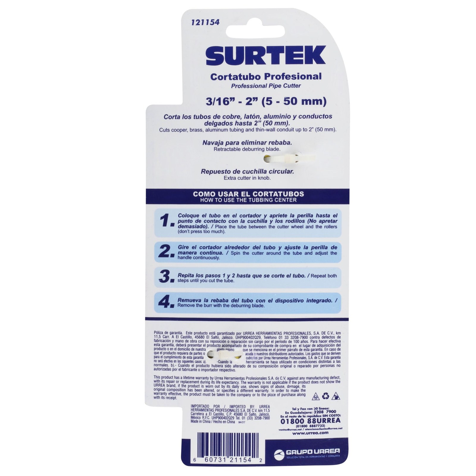 Cortatubos cuerpo de zamac de 5/32" a 2" Surtek - Imagen 3