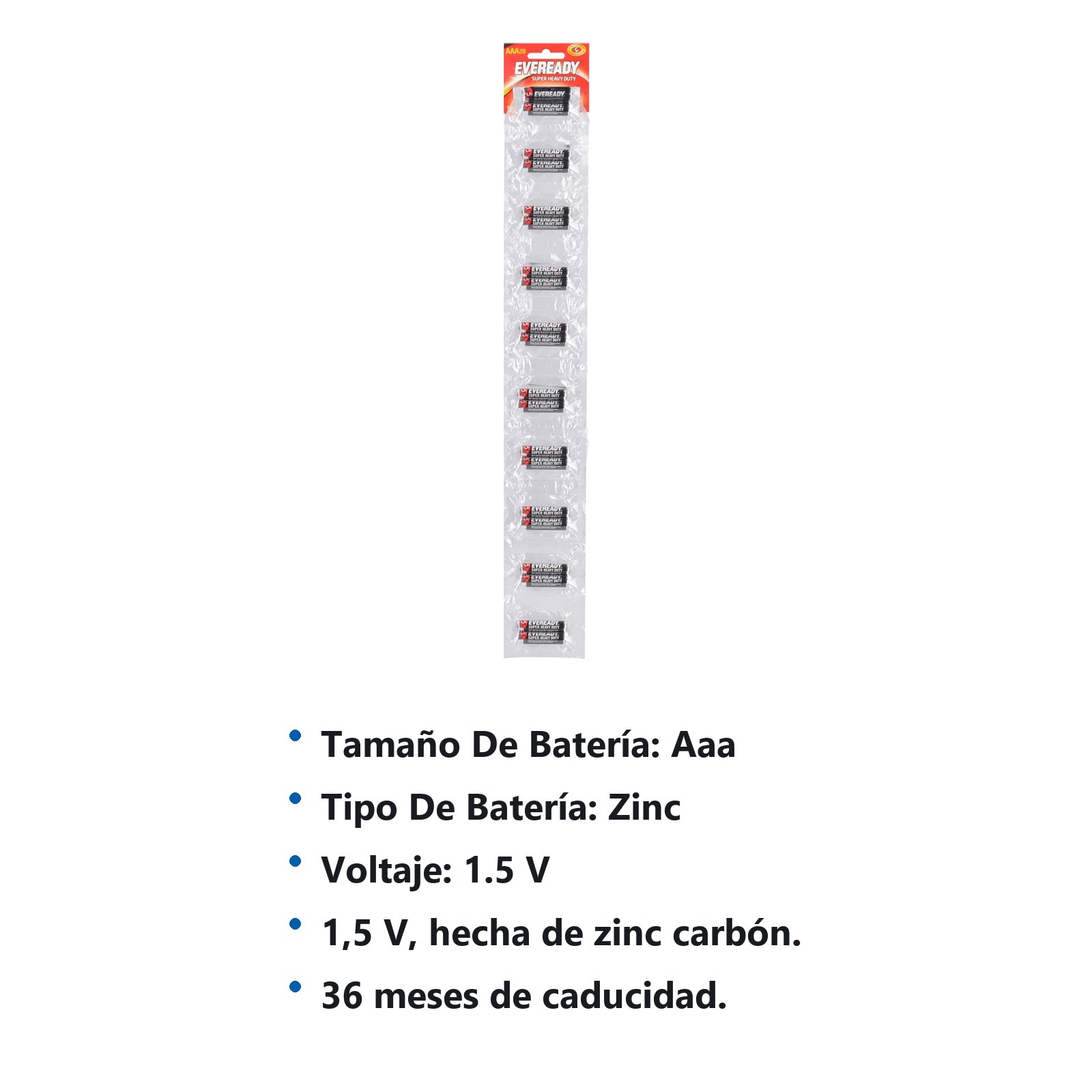 Tira de pilas alcalinas Eveready® "AAA", 20 piezas Surtek - Imagen 2