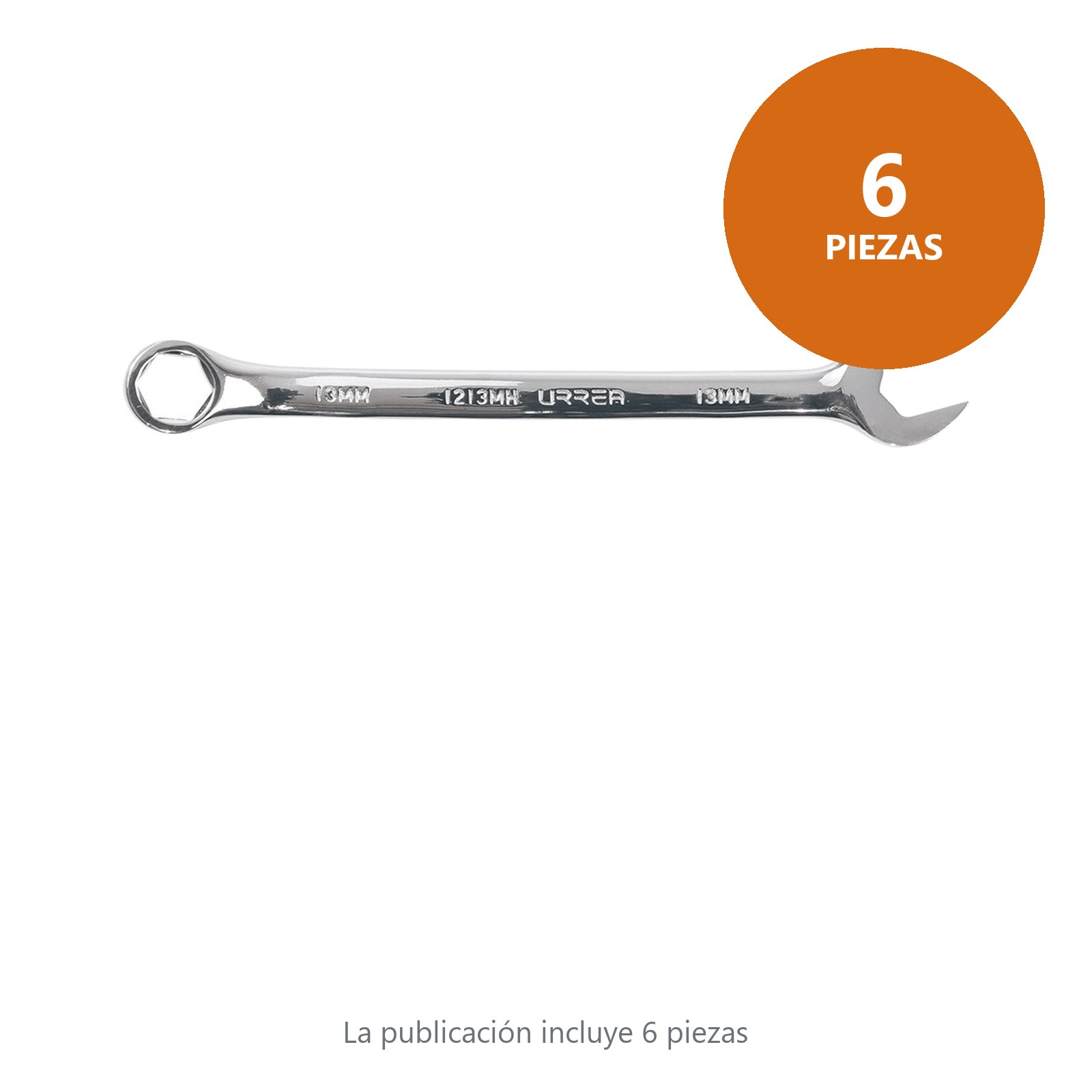 Llave combinada pulido espejo métrica, 6 puntas, 13 mm Urrea - Imagen 3