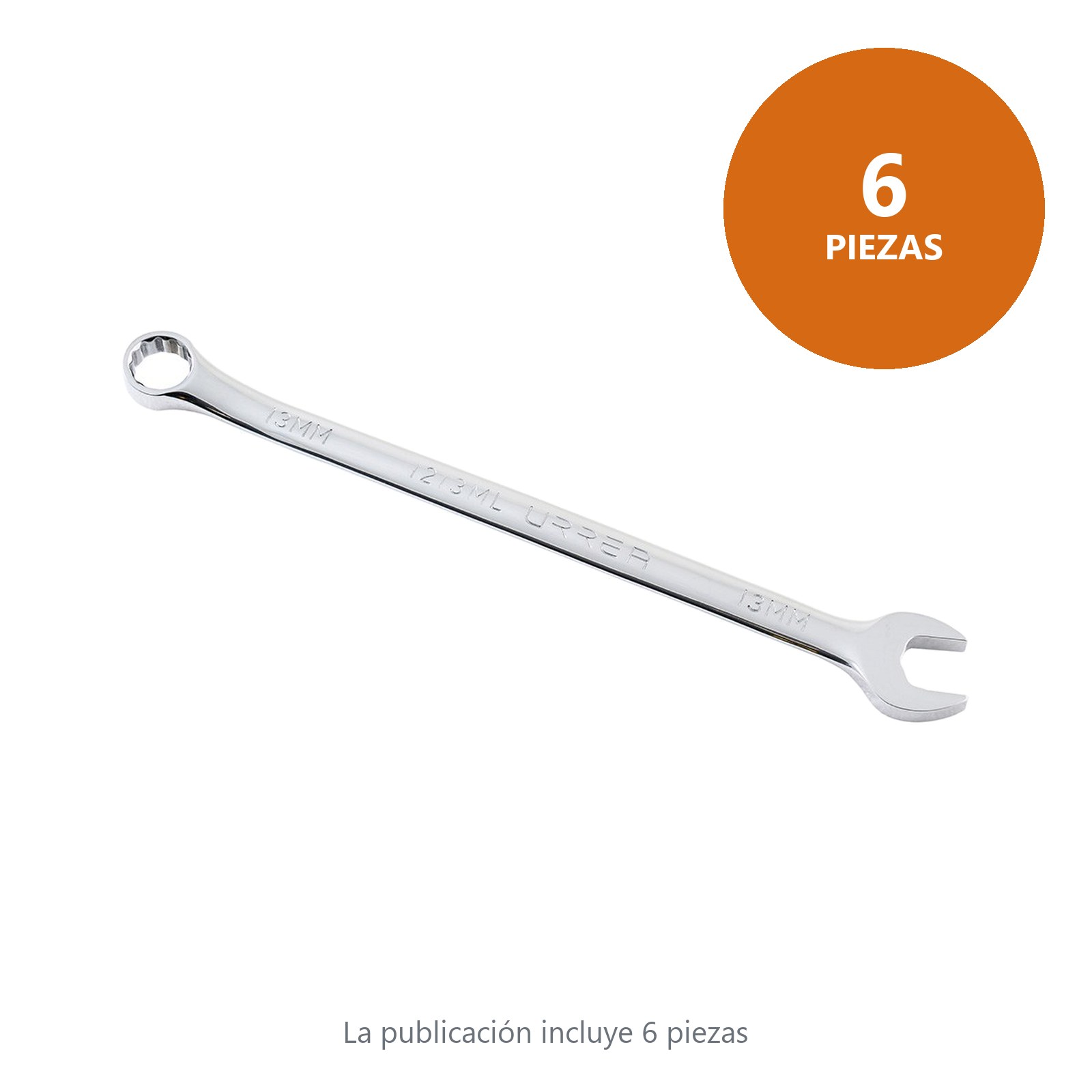Llave combinada extra larga pulido espejo métrica, 12 puntas, 13 mm Urrea - Imagen 4