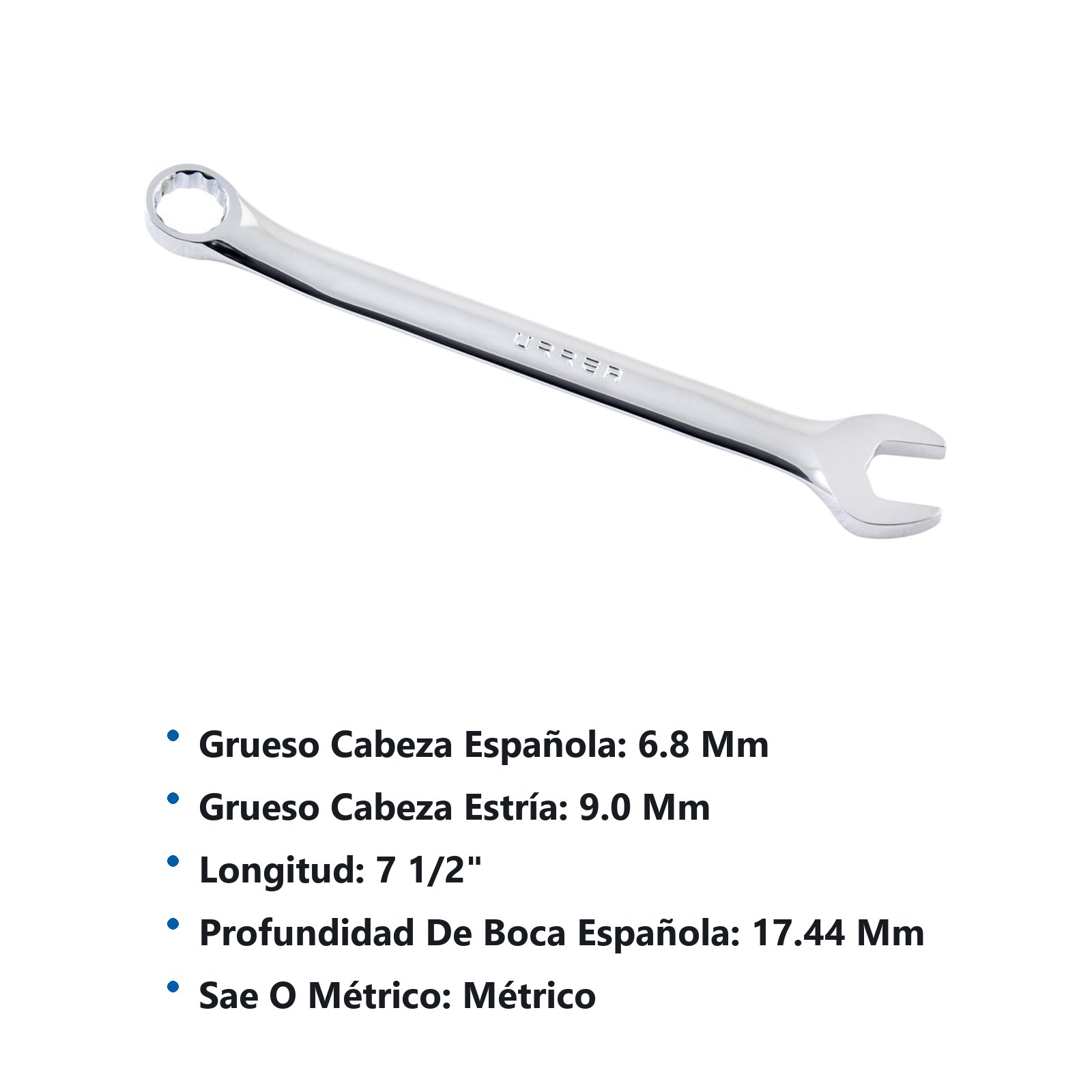 Llave combinada pulido espejo métrica, 12 puntas, 14 mm Urrea - Imagen 3