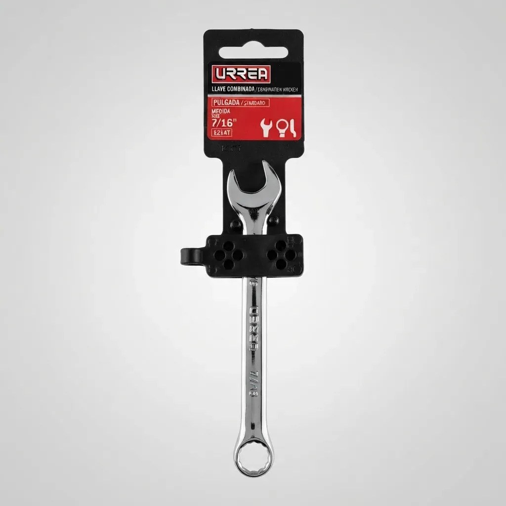 Llave combinada corta pulido espejo en pulgadas, 12 puntas, 7/16" Urrea - Imagen 4