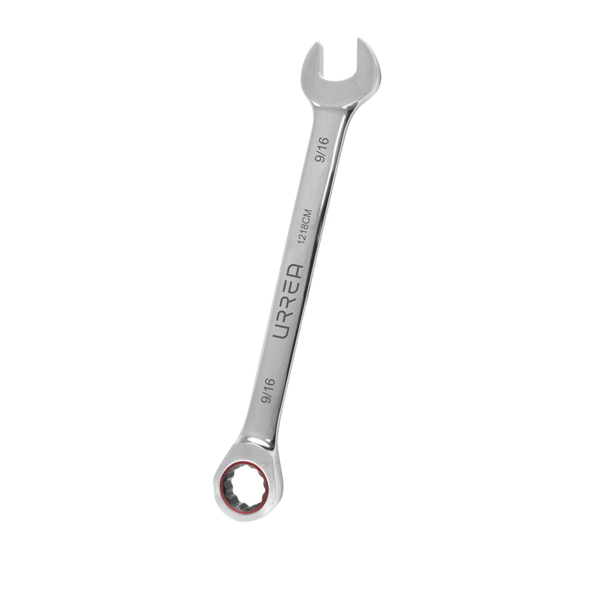 Llave combinada pulido espejo de matraca en pulgadas, 12 puntas, 9/16" Urrea