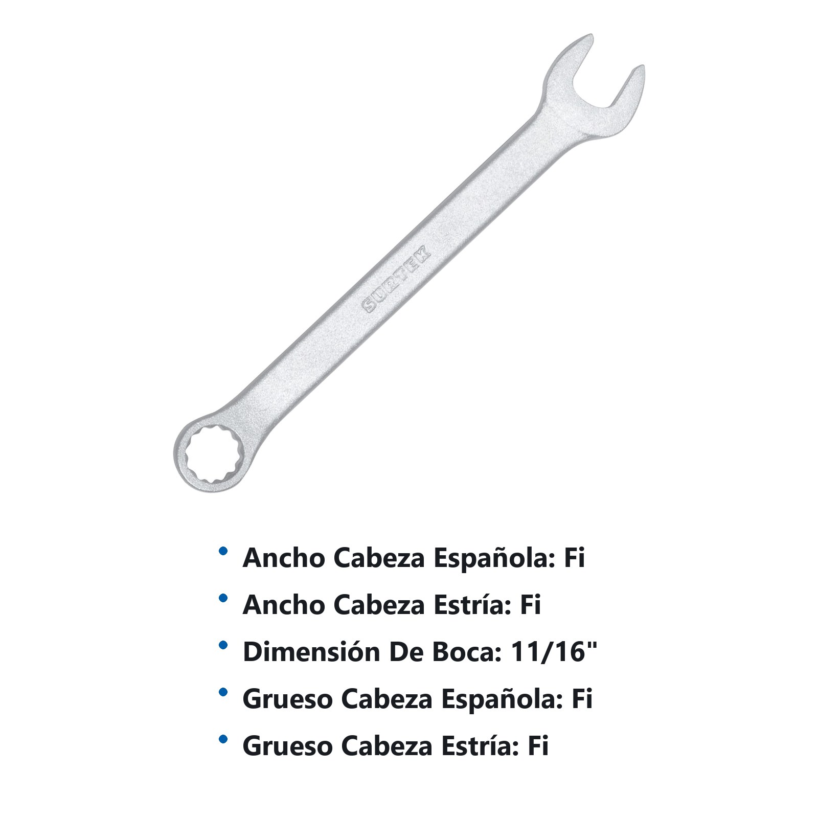 Llave combinada satinada en pulgadas, 12 puntas, 11/16" Surtek - Imagen 3